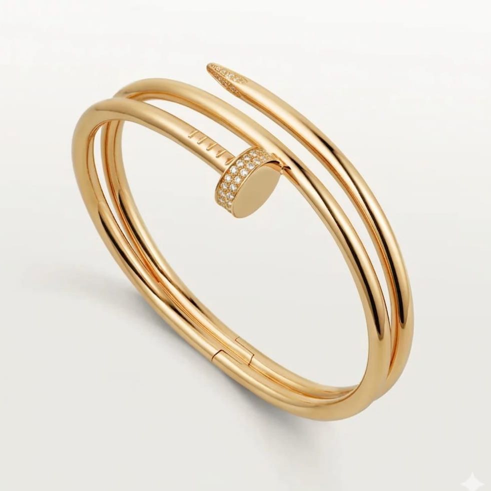Cartier Double Nail Studded Golden Bracelet