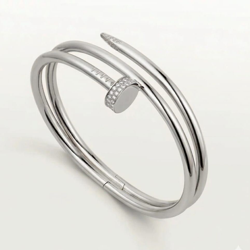 Cartier Double Nail Studded Silver Bracelet