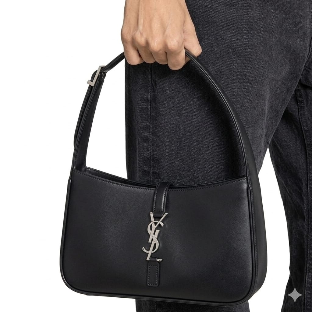 Ysl Black Silver Le 5 A 7 Small Shoulder Bag (With Box)