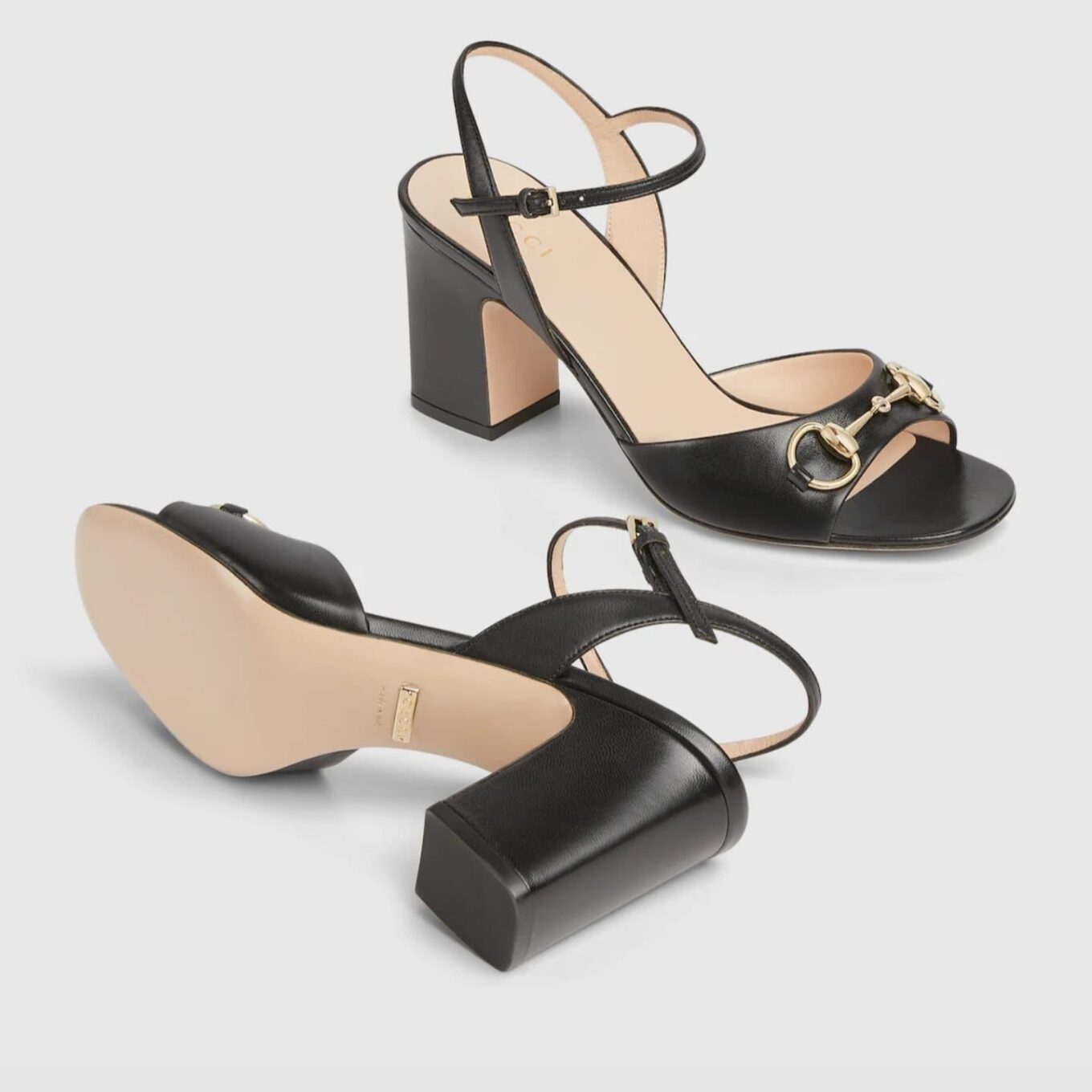 Gucci Horsebit Mid Heel Black Sandal