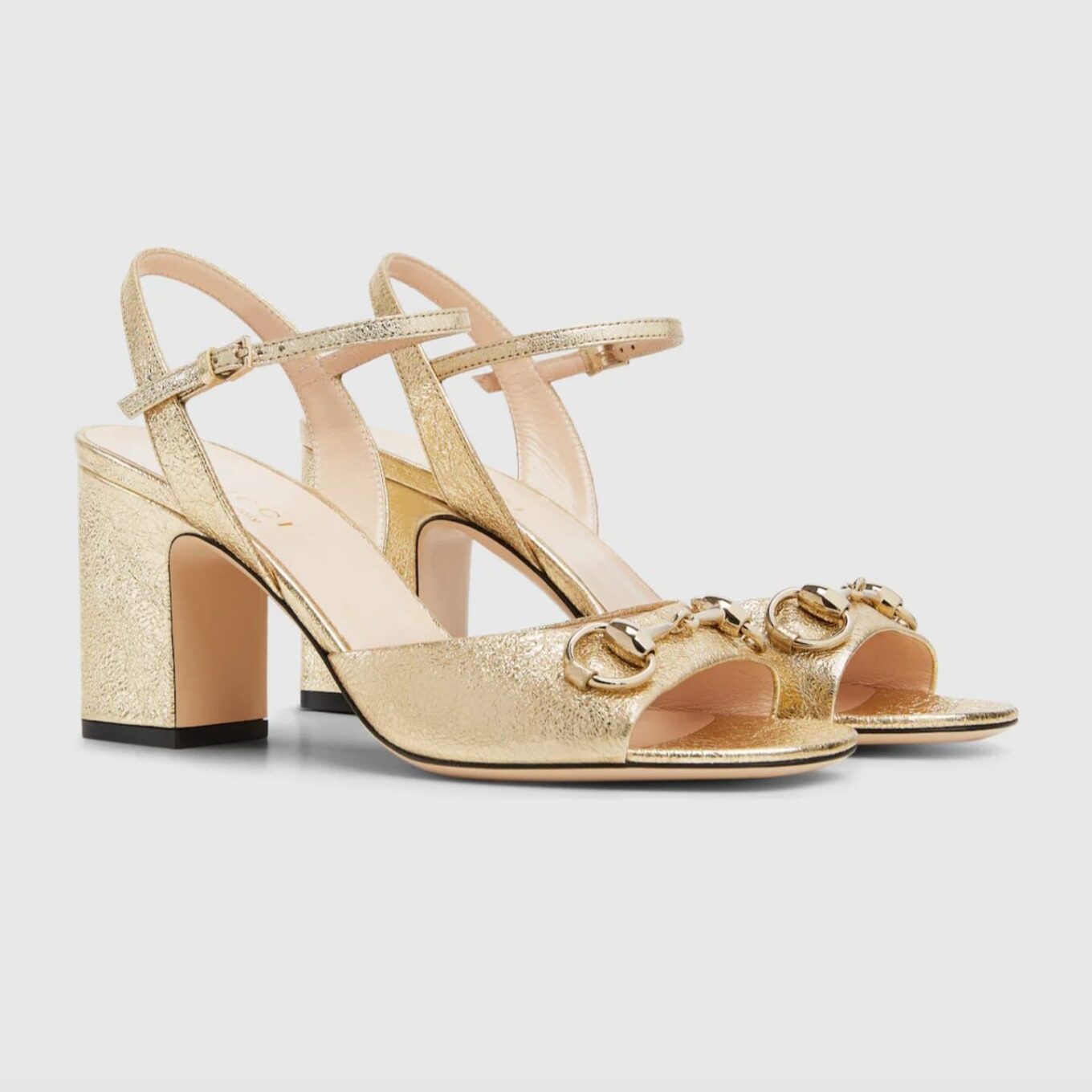 Gucci Horsebit Mid Heel Golden Sandal