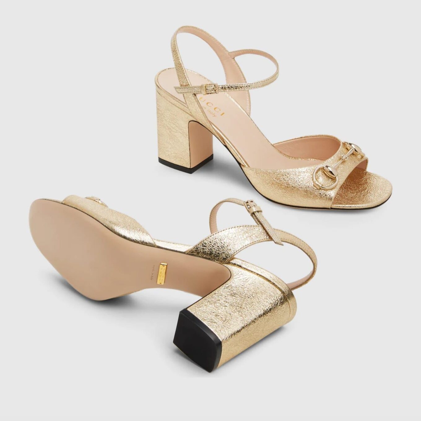Gucci Horsebit Mid Heel Golden Sandal