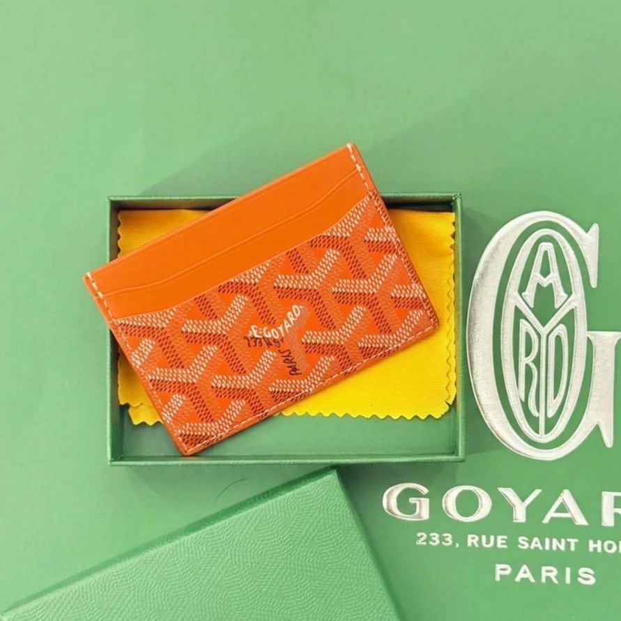 Goyard Saint Sulpice Orange Color Card Holder Wallet With Box