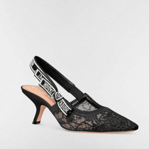 Jadior Black Millefori Mesh Slingback Pump
