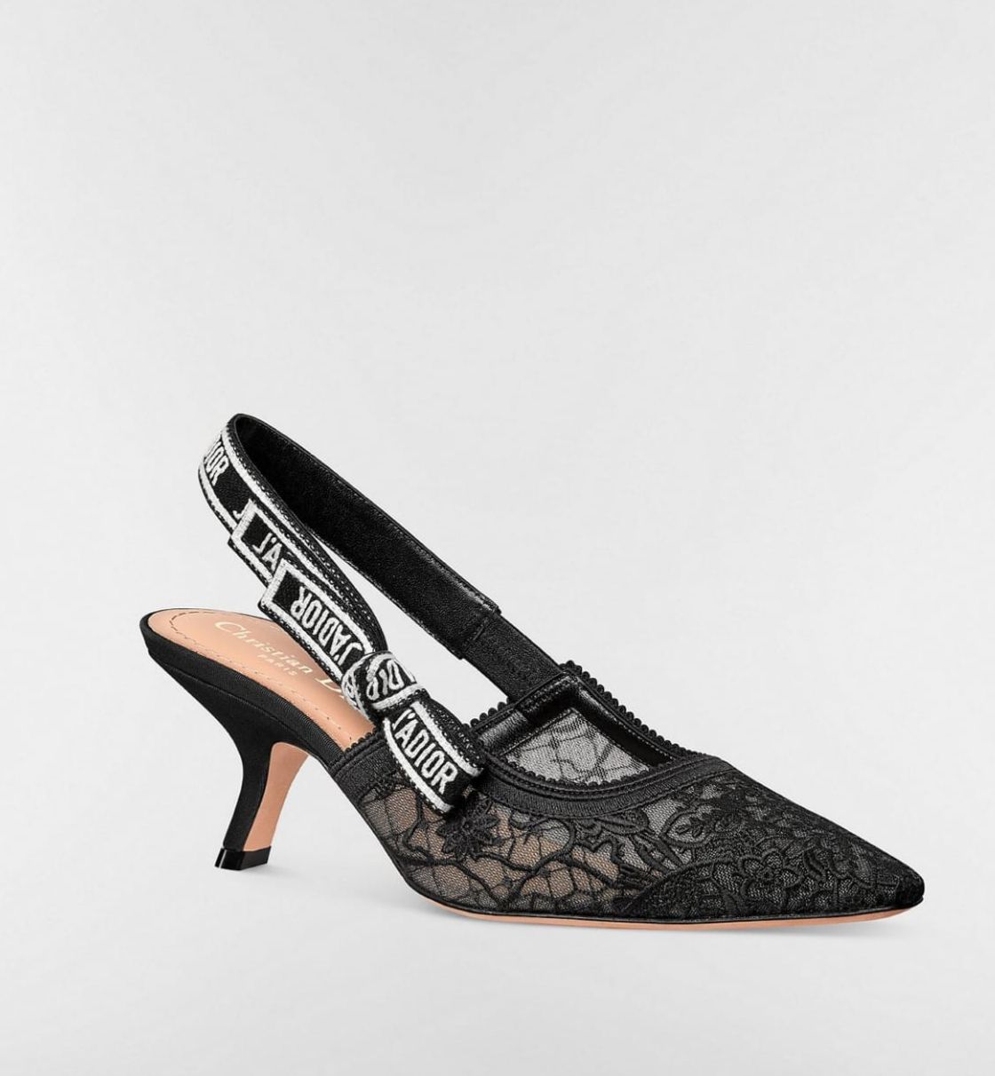 Jadior Black Millefori Mesh Slingback Pump