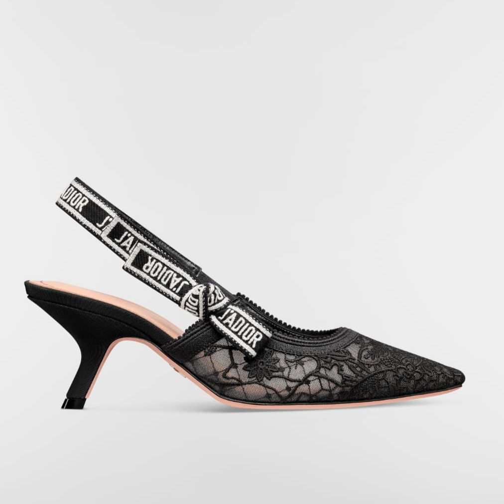 Jadior Black Millefori Mesh Slingback Pump