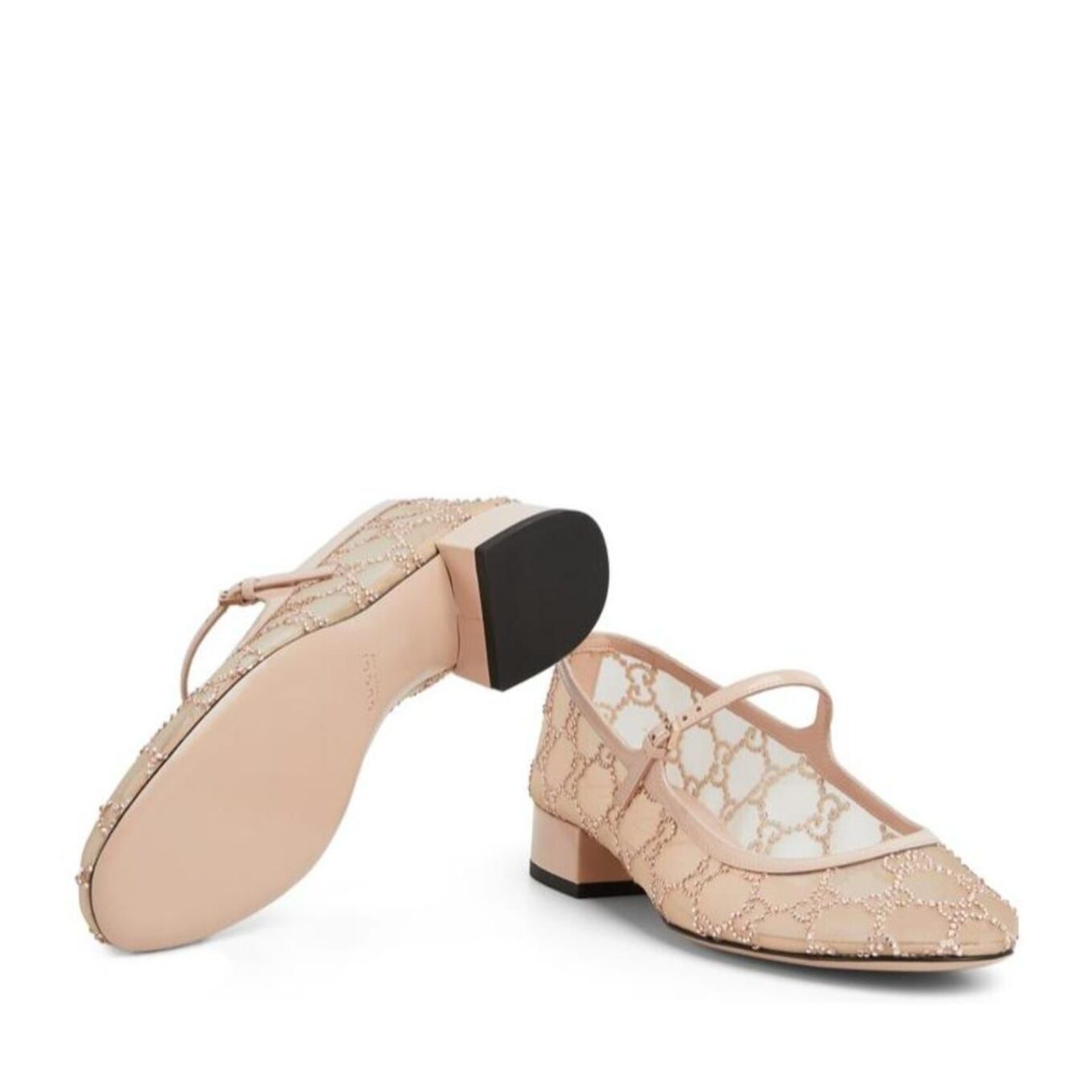 Gucci GG Beige Crystal Ballet Flat
