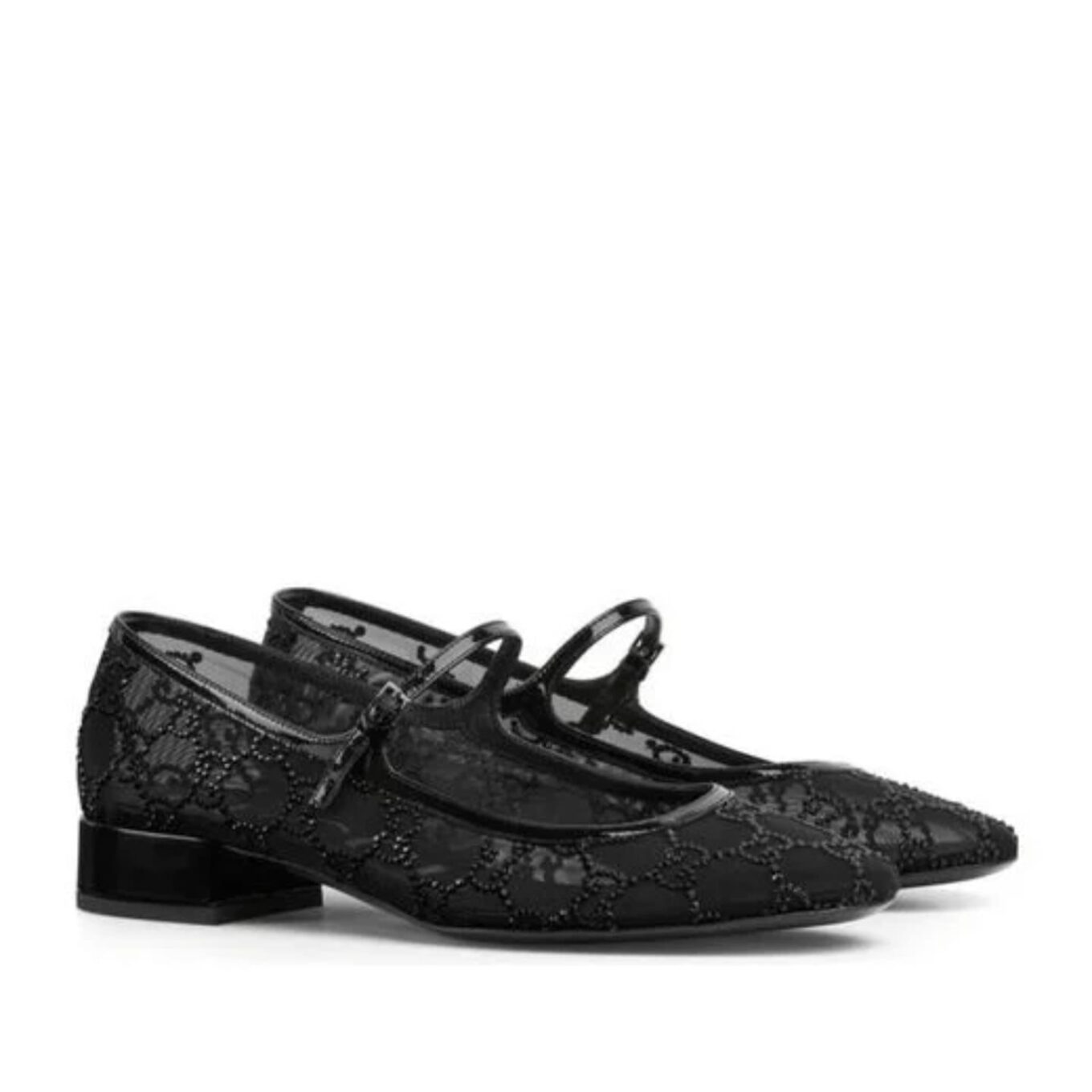 Gucci GG Black Crystal Ballet Flat