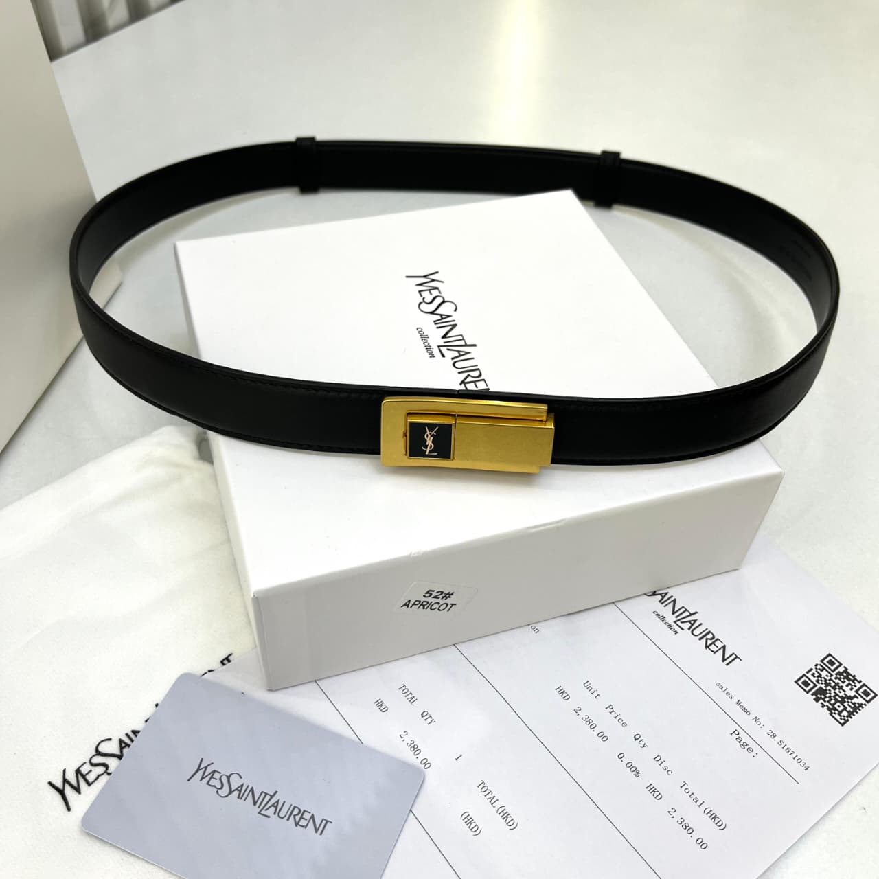 YSL Classic Slim Gold Signature Buckle Women's Belt