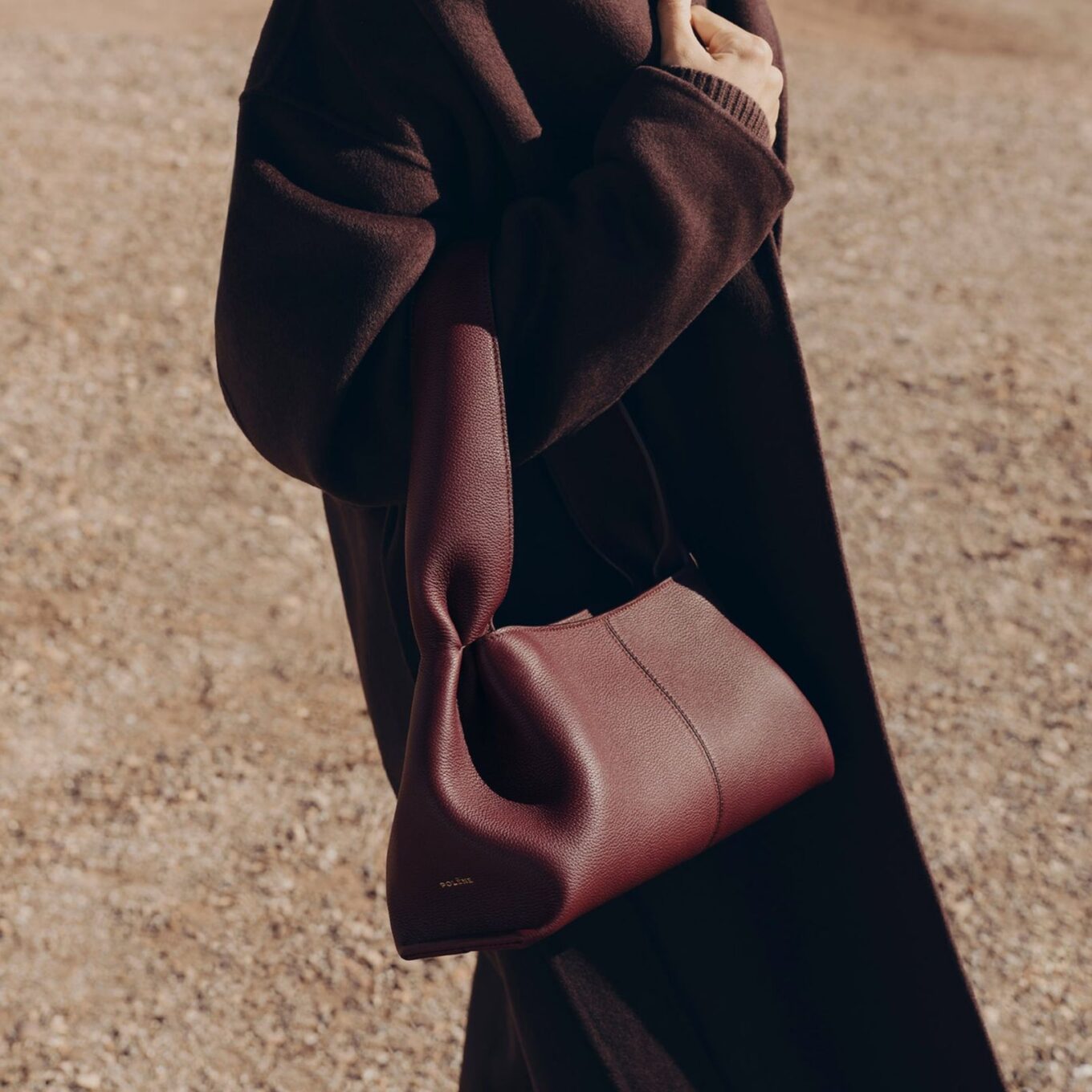 Polene Numéro Neuf East West Black Cherry Color Shoulder Bag