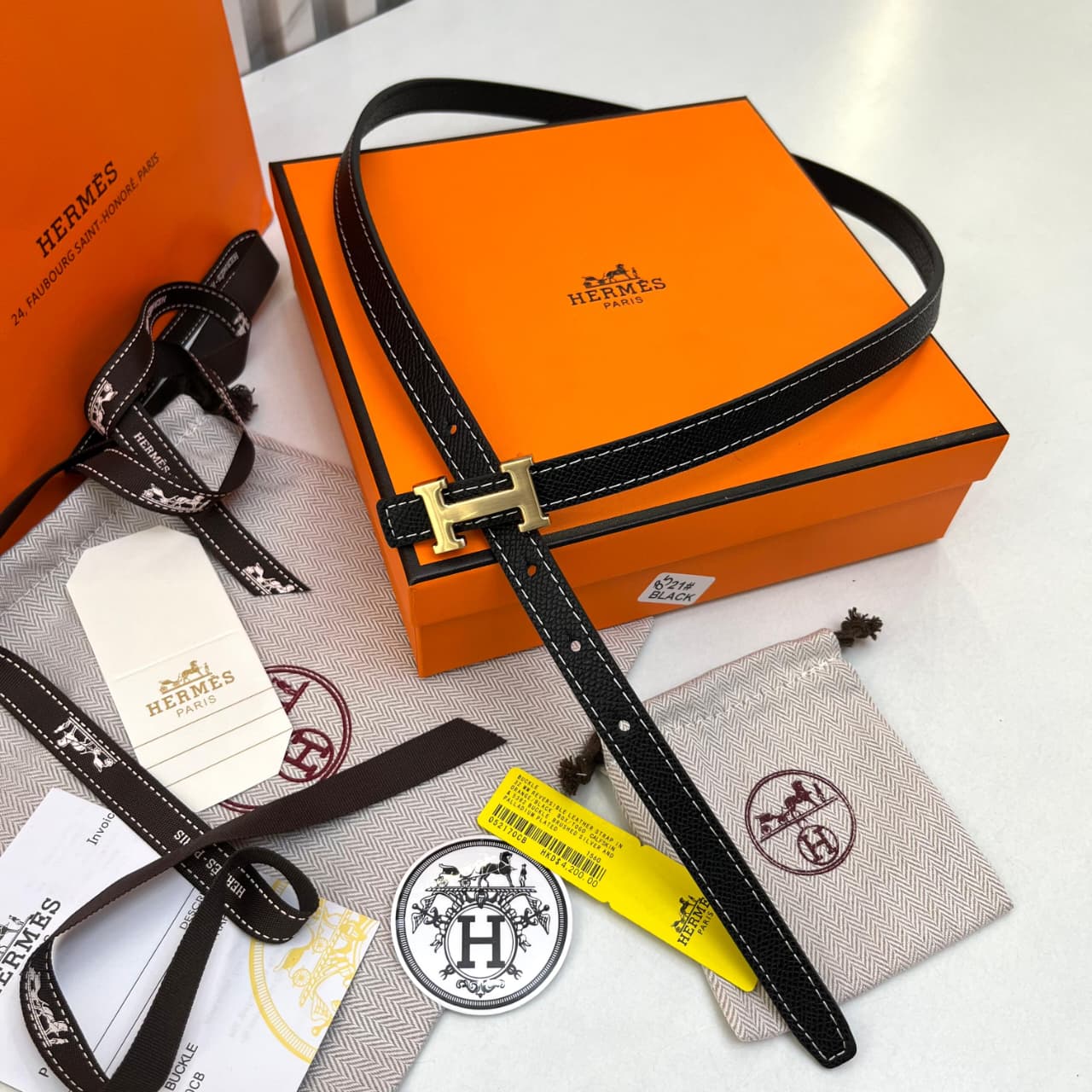 Hermès Constance H Buckle Black Women's Belt