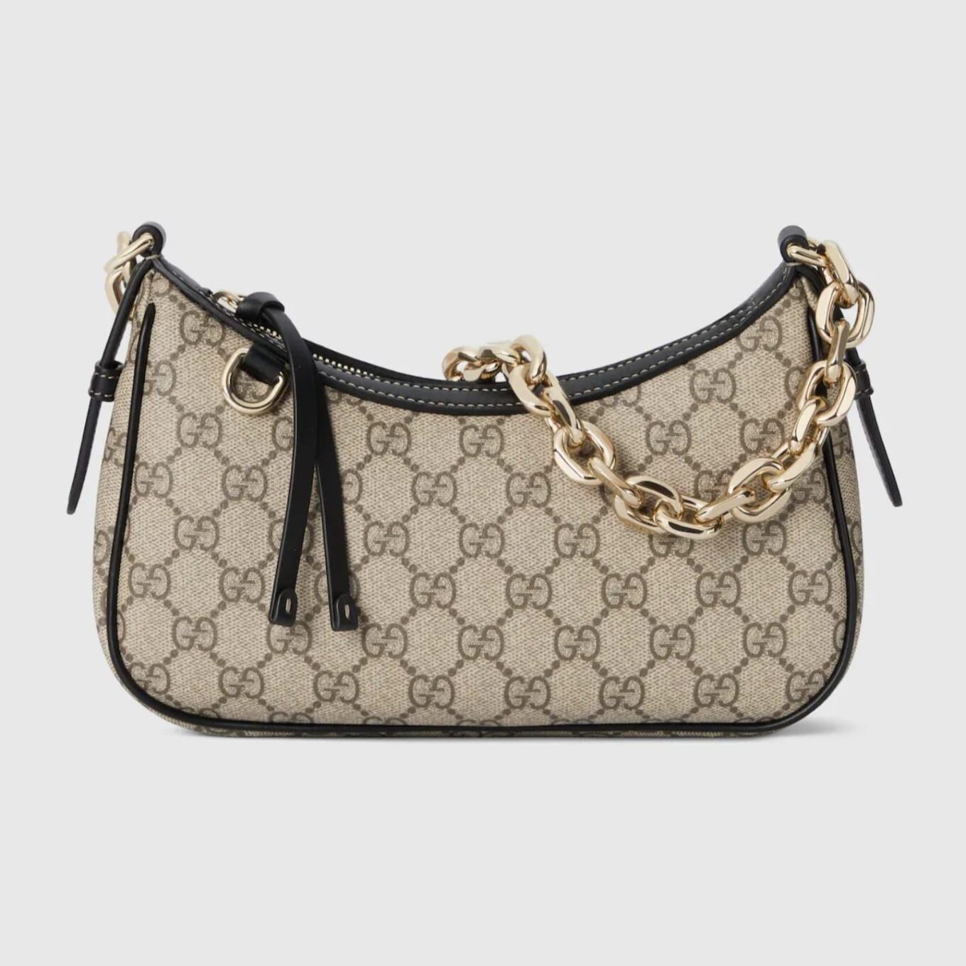 Gucci GG Beige Black Small Shoulder Bag (Double Box)