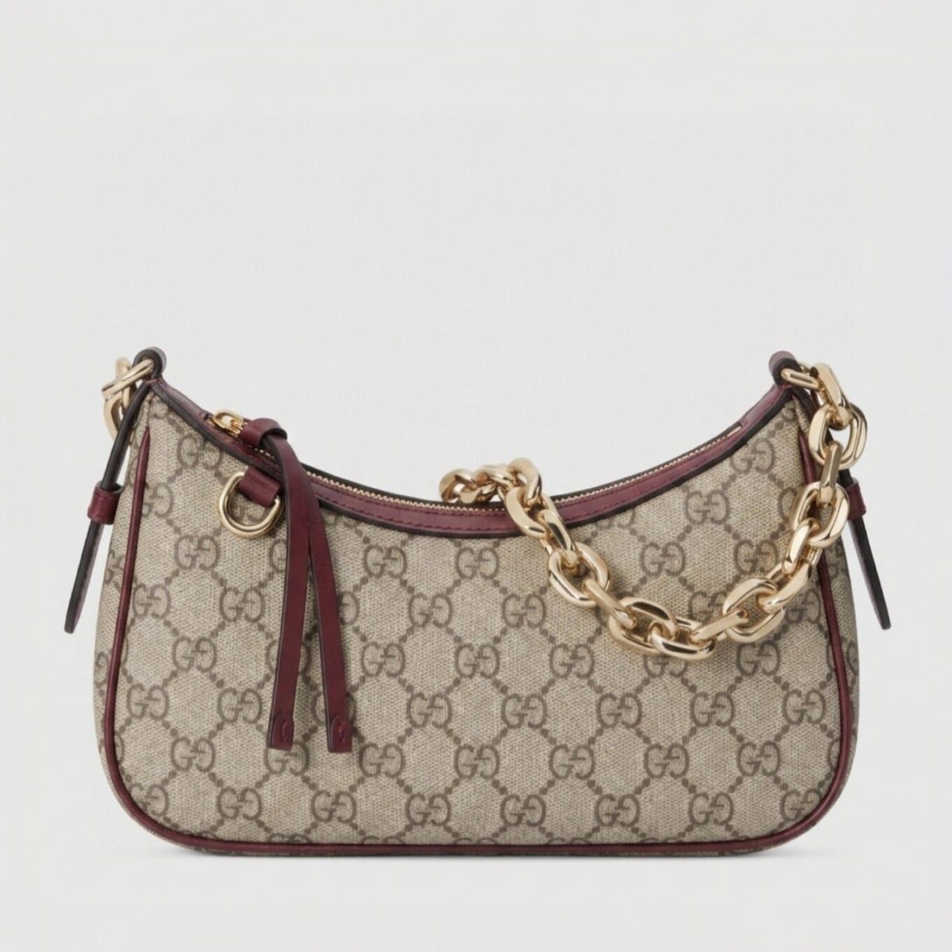 Gucci GG Beige Wine Small Shoulder Bag (Double Box)
