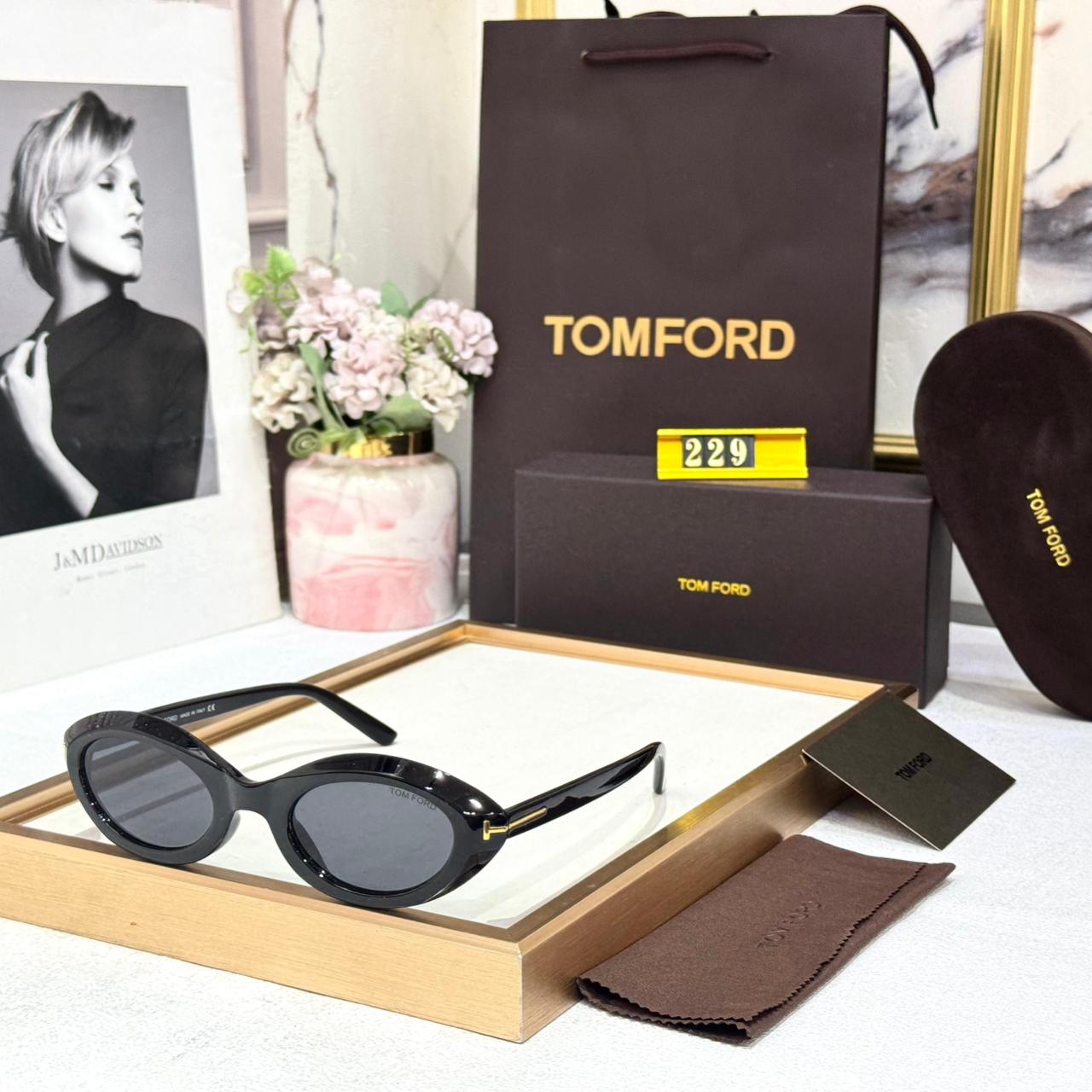 Tom Ford Black Oval Acetate Women’s Sunglasses