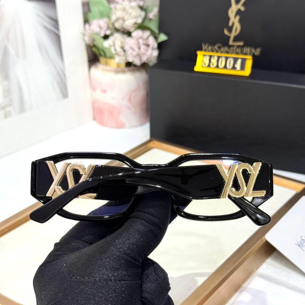 Ysl Saint Laurent Black Rectangular Transparent Women’s Sunglasses