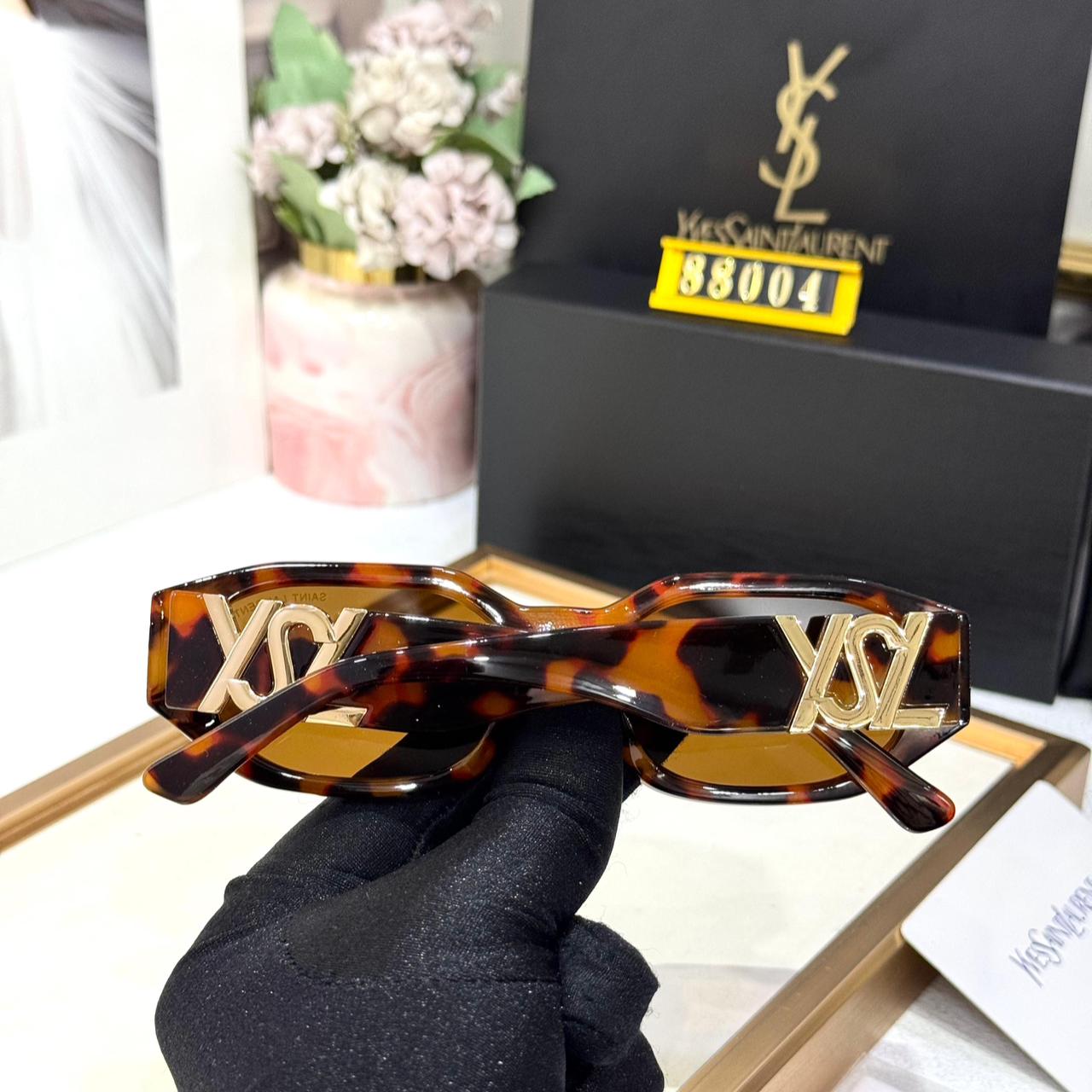 Ysl Saint Laurent Leopard Rectangular Women’s Sunglasses