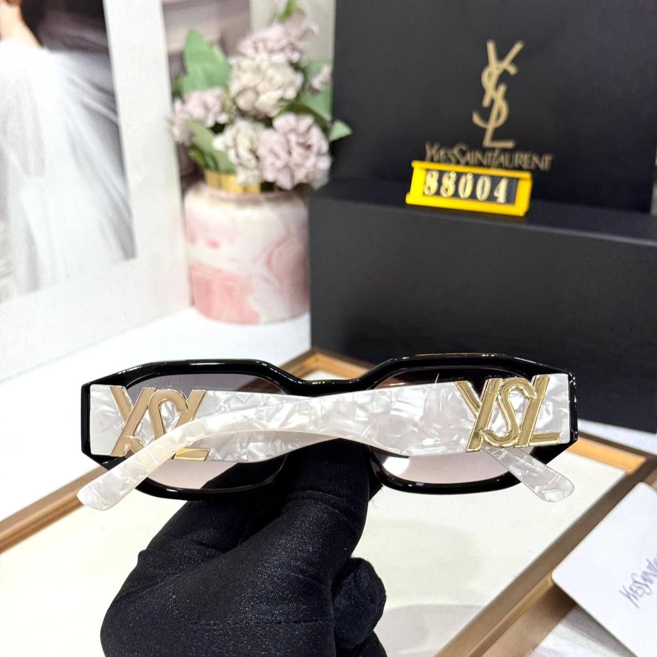 Ysl Saint Laurent White Grey Rectangular Women’s Sunglasses