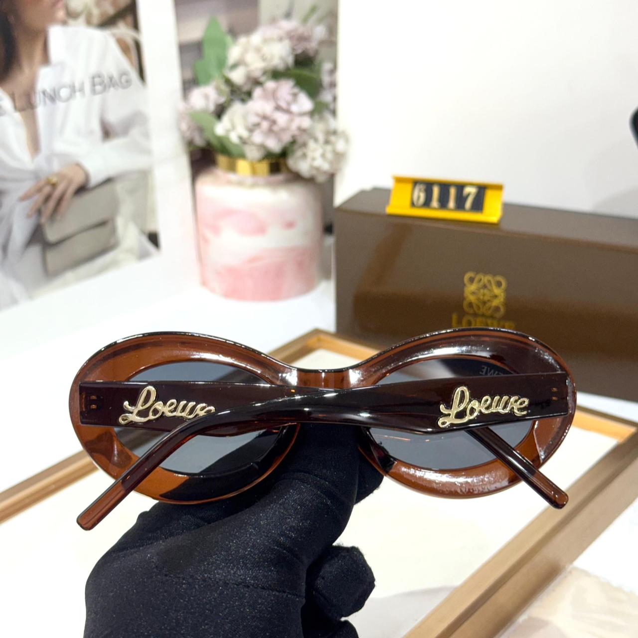 Loewe Brown Oval Acetate Brown Women’s Sunglasses