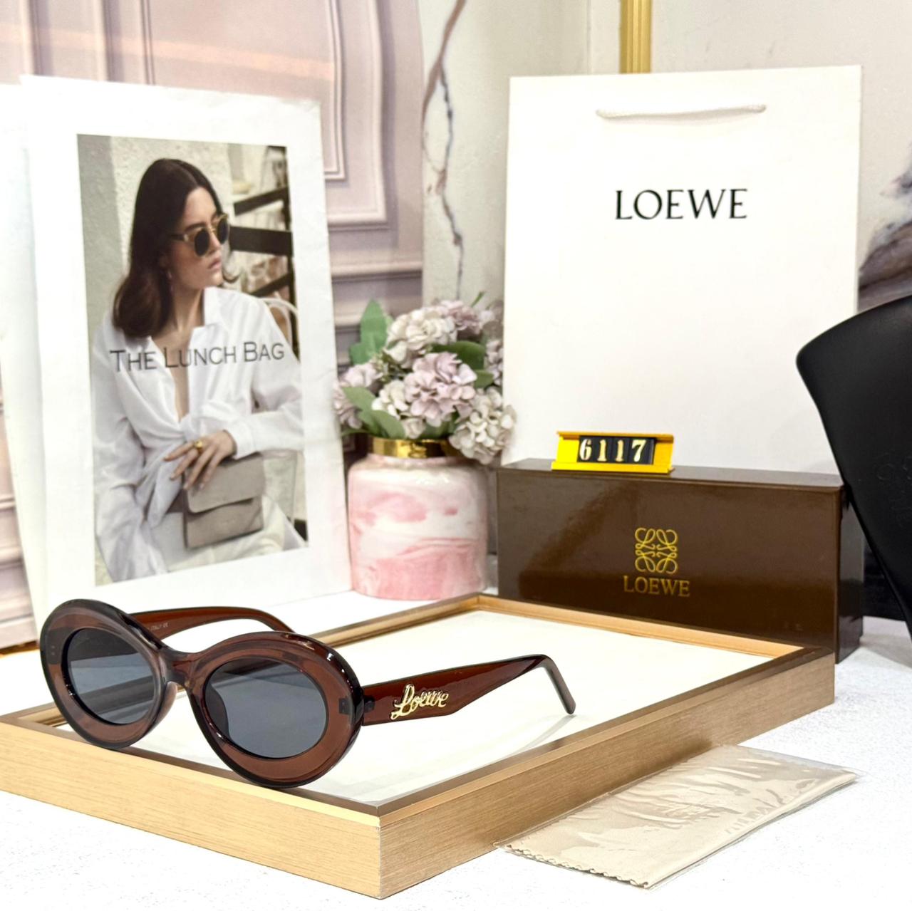 Loewe Brown Oval Acetate Brown Women’s Sunglasses
