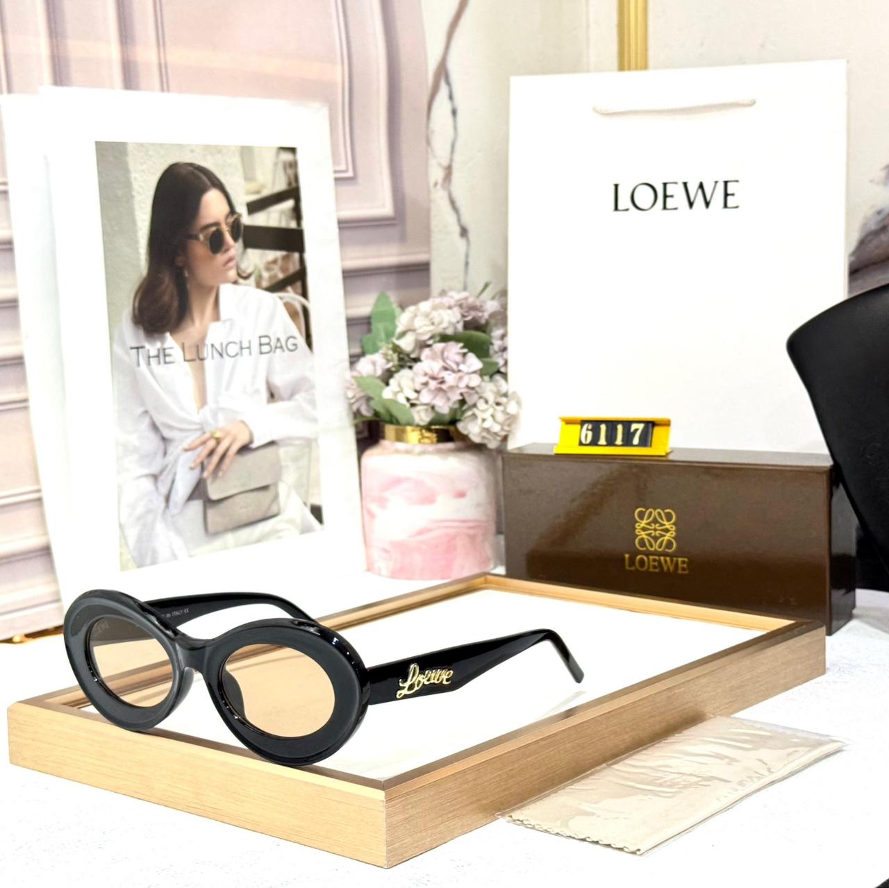 Loewe Brown Oval Acetate Black Women’s Sunglasses