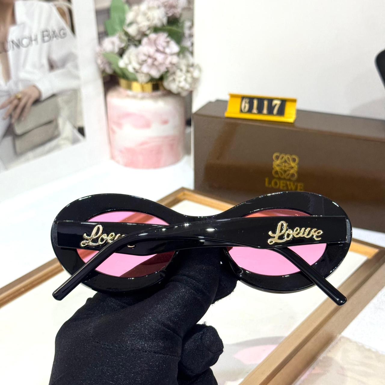 Loewe Brown Oval Acetate Rose Black Women’s Sunglasses