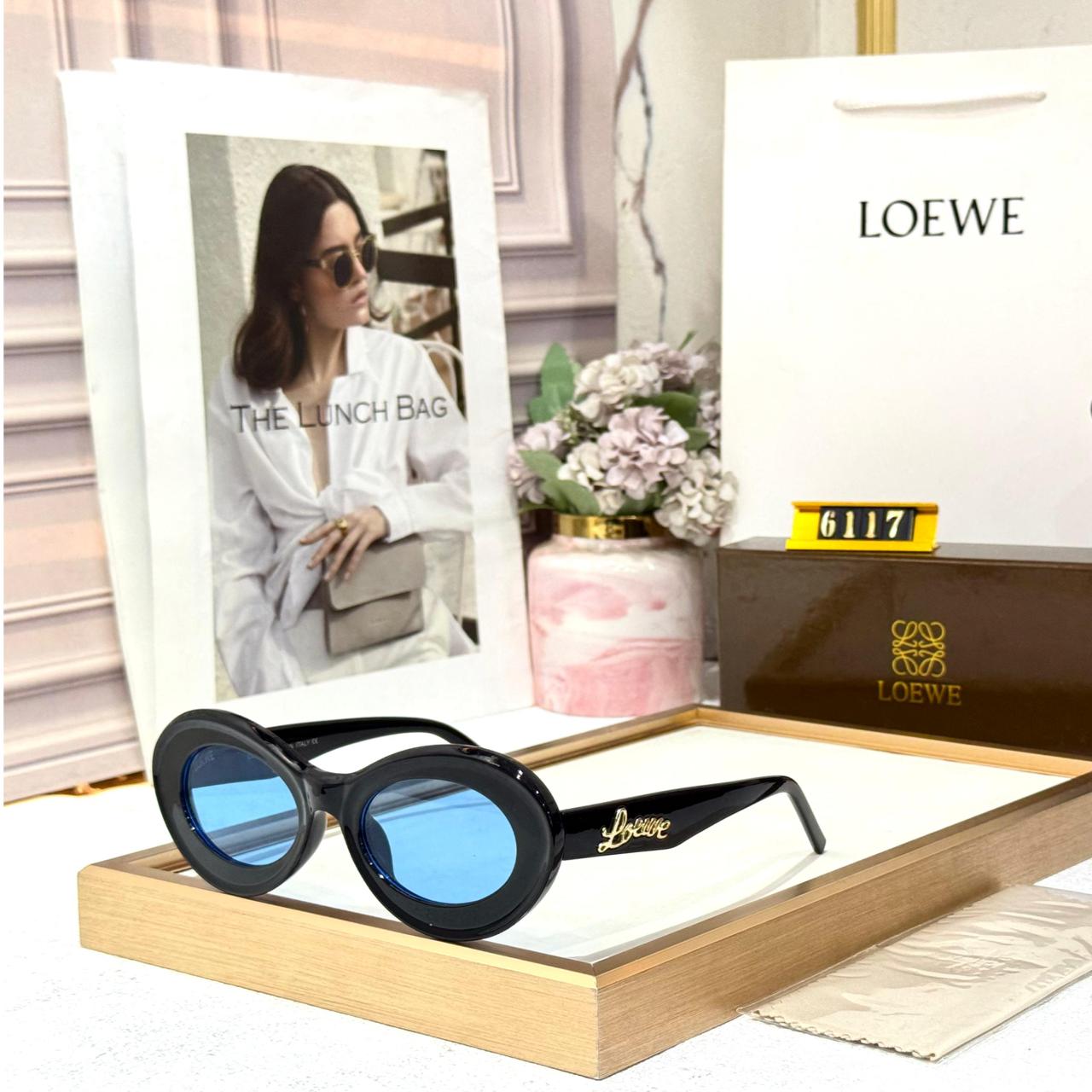 Loewe Brown Oval Acetate Blue Black Women’s Sunglasses