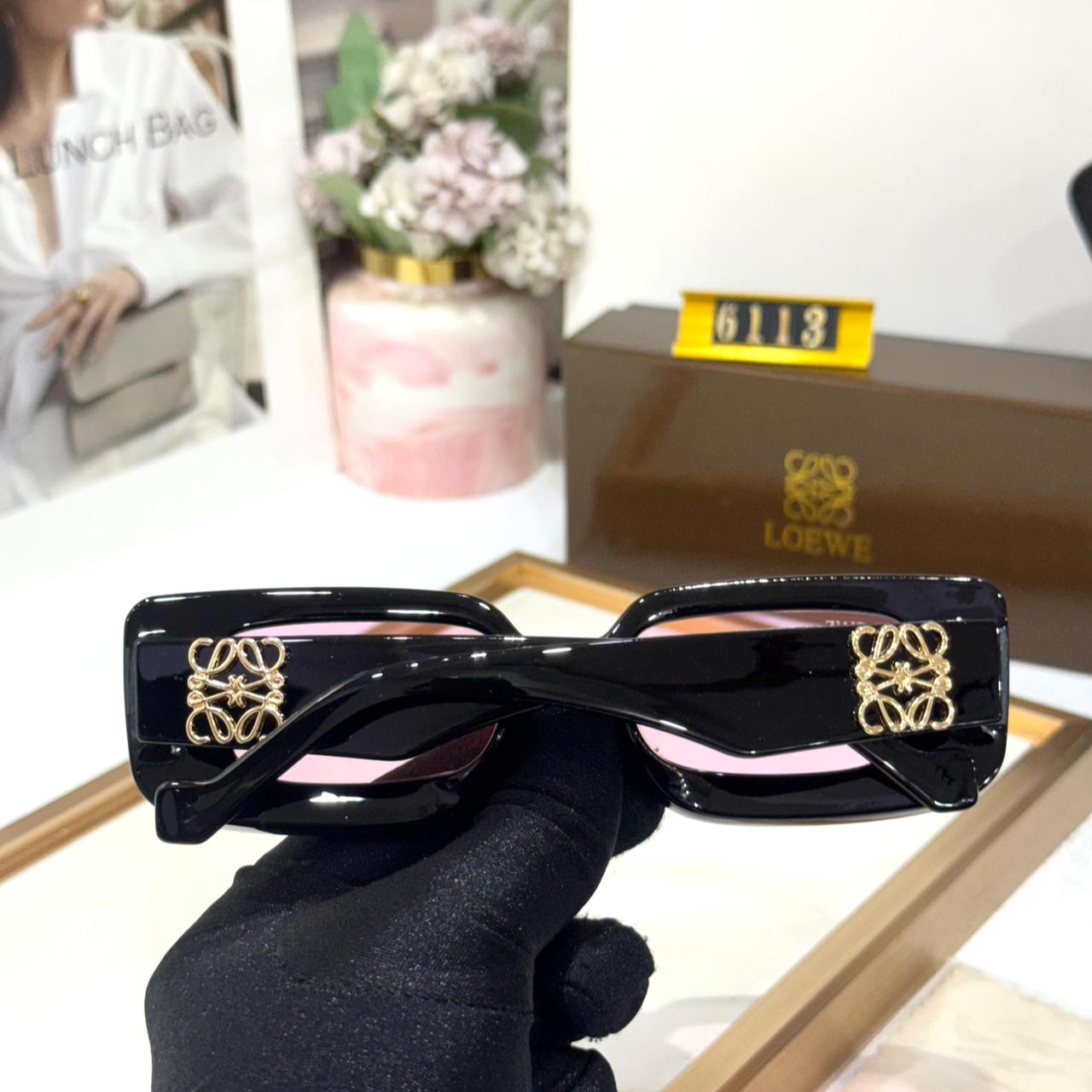 Loewe Black Rectangular Pink Gradient Women’s Sunglass