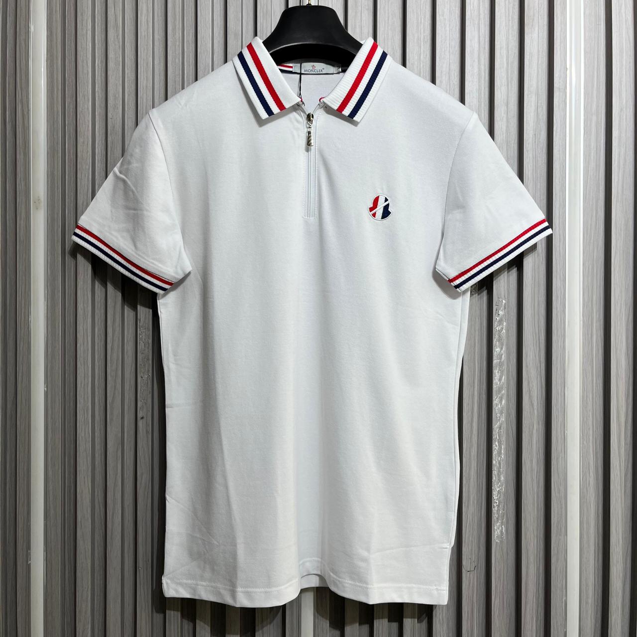 Moncler White Polo Tshirt