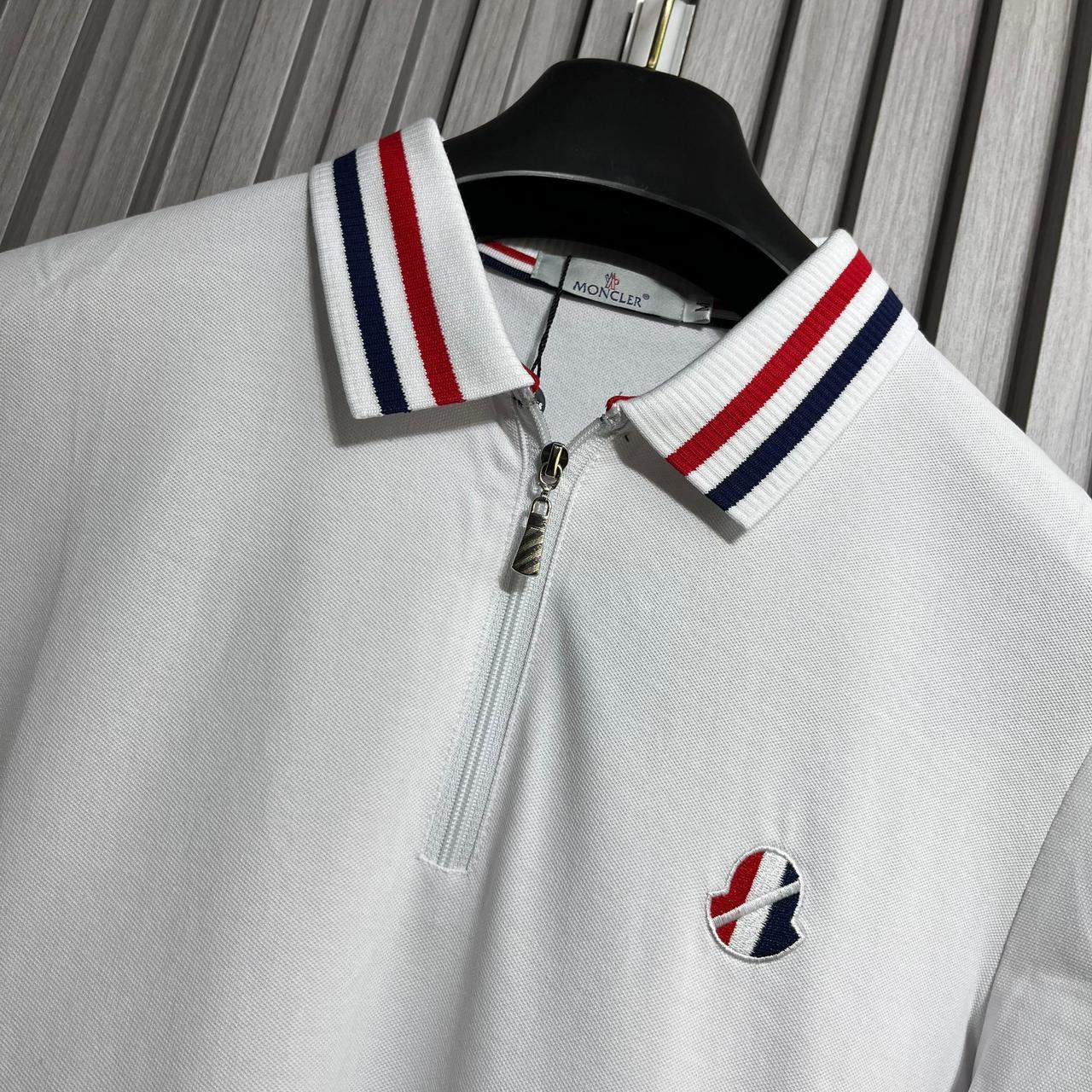 Moncler White Polo Tshirt