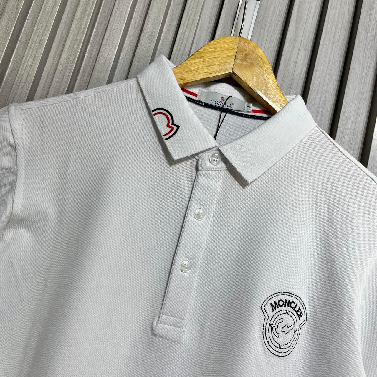 Moncler Classic White Polo Tshirt