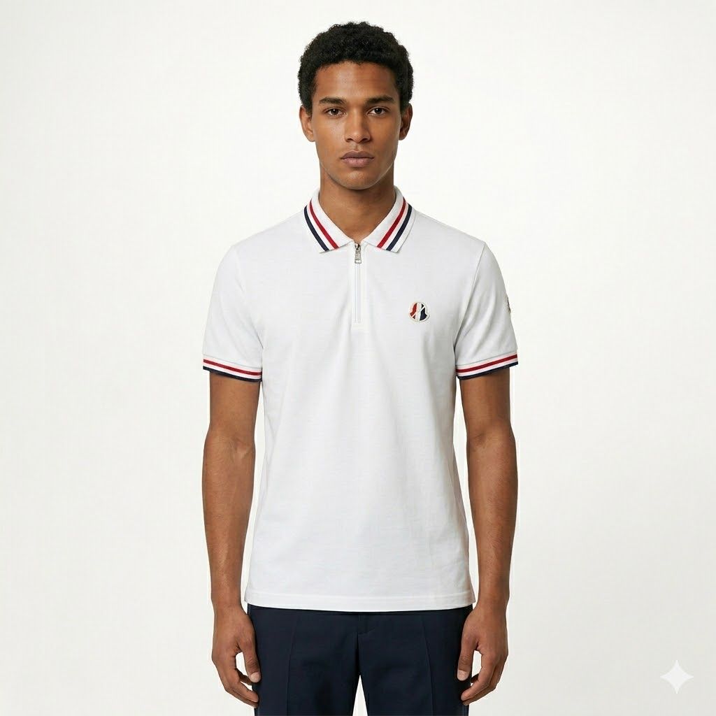 Moncler White Polo Tshirt