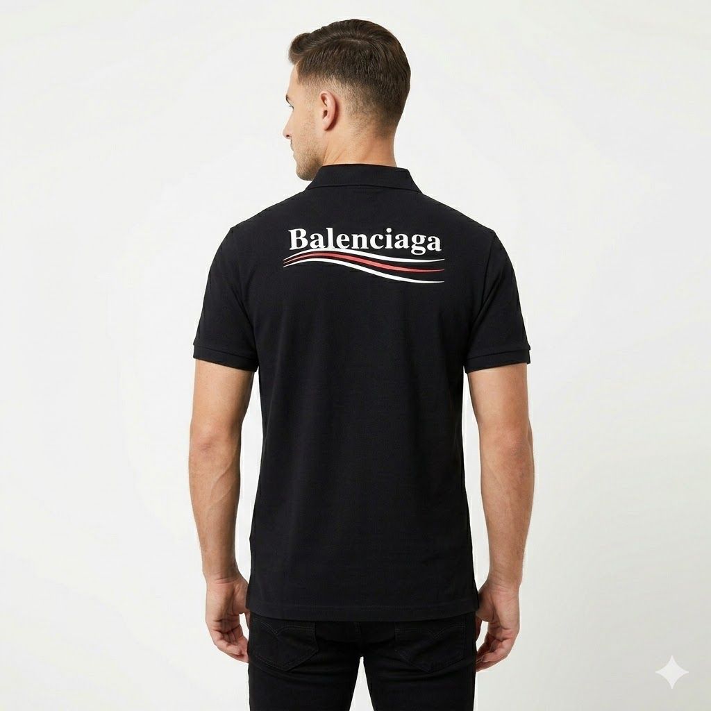Balenciaga Logo Black Polo Tshirt