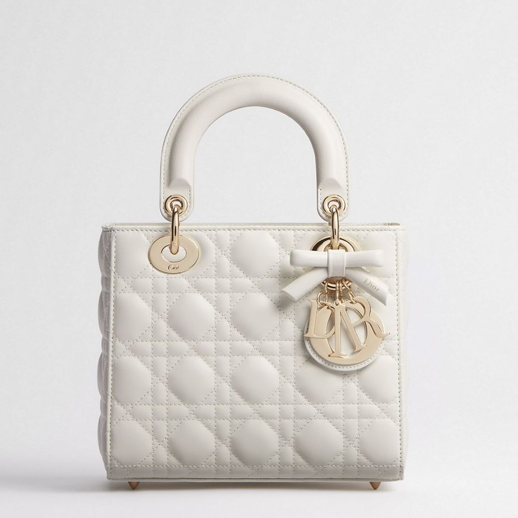 Dior Small Lady Dior White Color Premium Handbag (With Double Box)