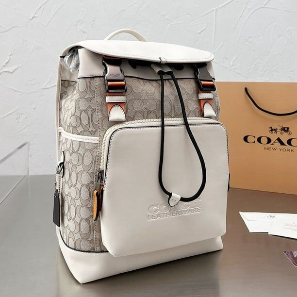Coach League Signature White Backpack