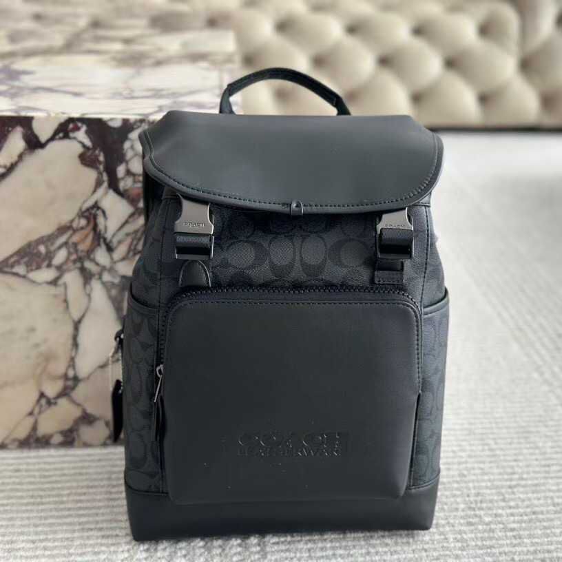 Coach League Black Signature Backpack