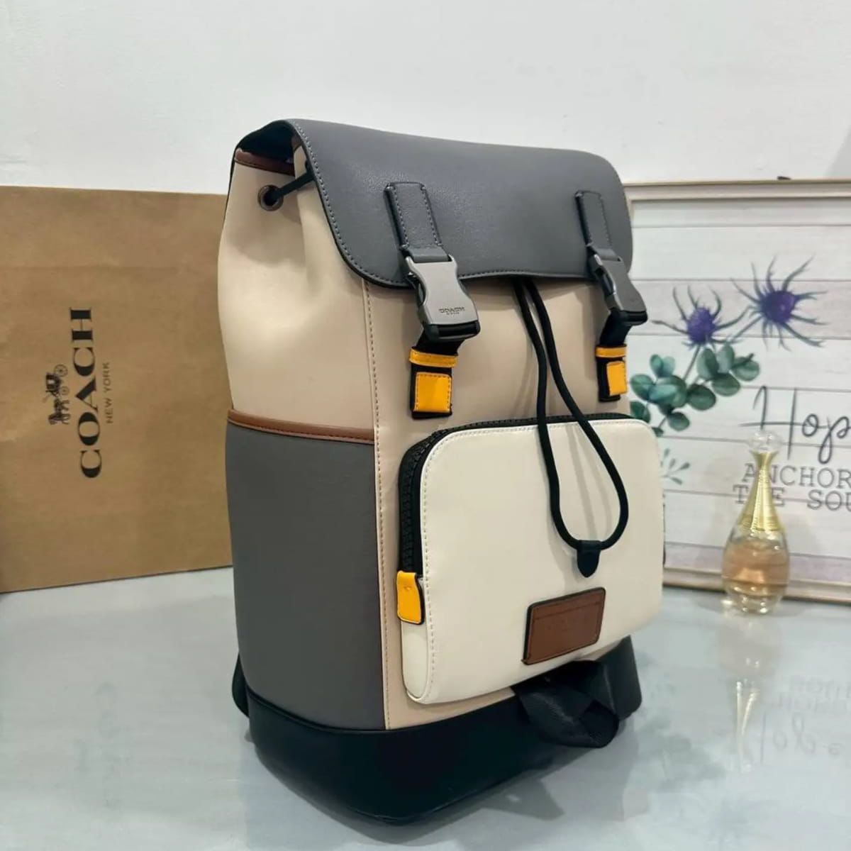 Coach Track Apricot Color Block Backpack