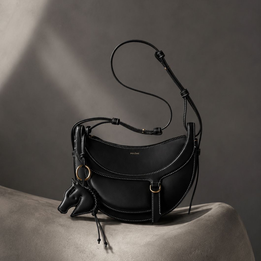 Polene Numero Dix Galop Black Shoulder Bag (With Box)