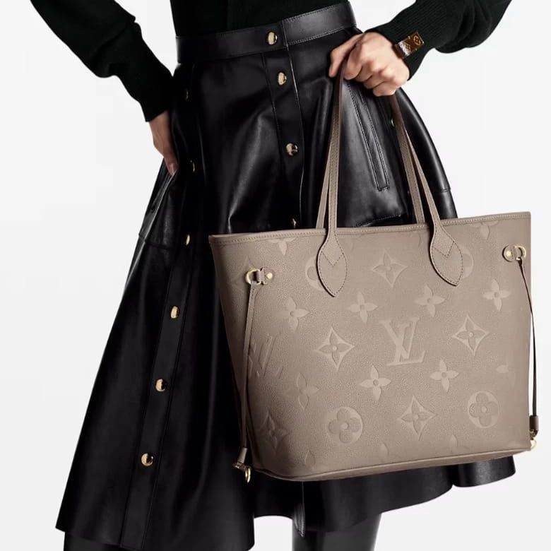 Louis Vuitton Empreinte Khaki Embossed Neverfull Bag(With Box)
