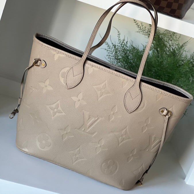 Louis Vuitton Empreinte Khaki Embossed Neverfull Bag(With Box)