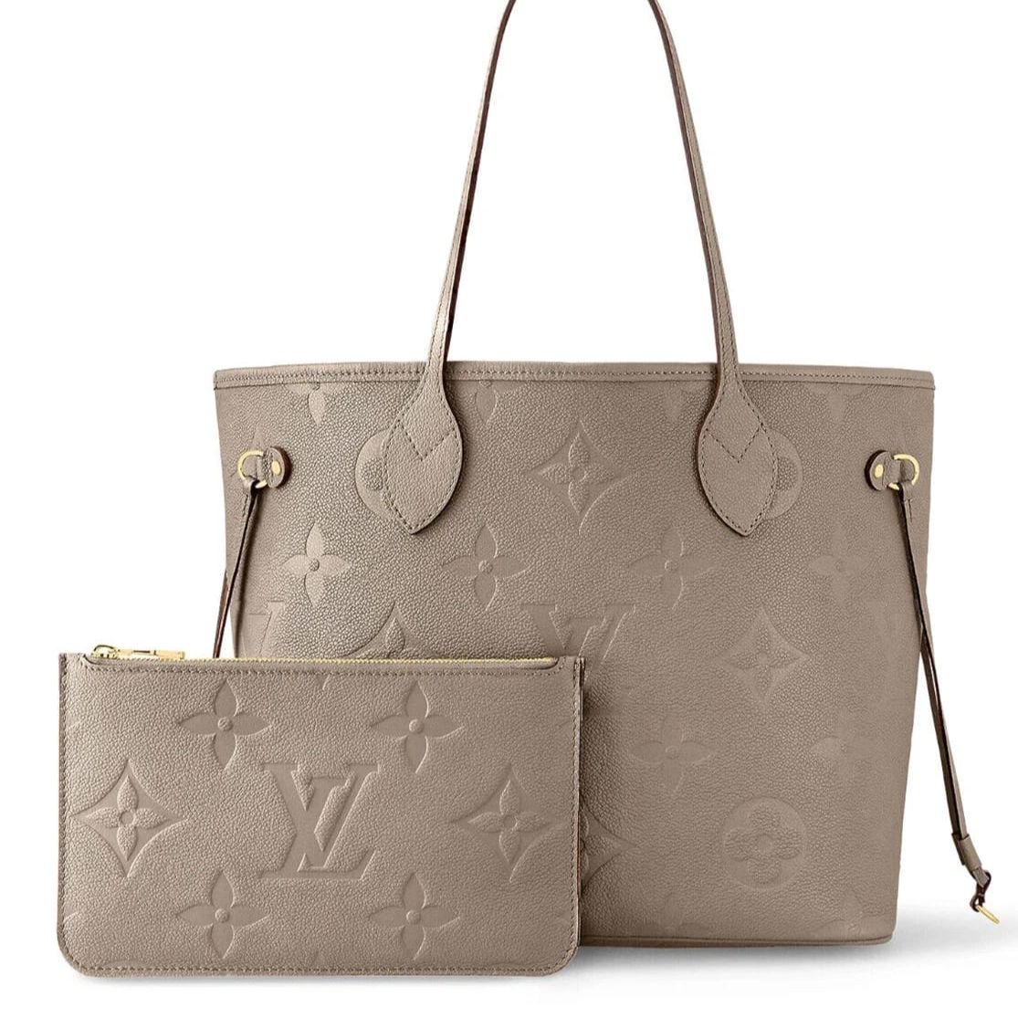 Louis Vuitton Empreinte Khaki Embossed Neverfull Bag(With Box)