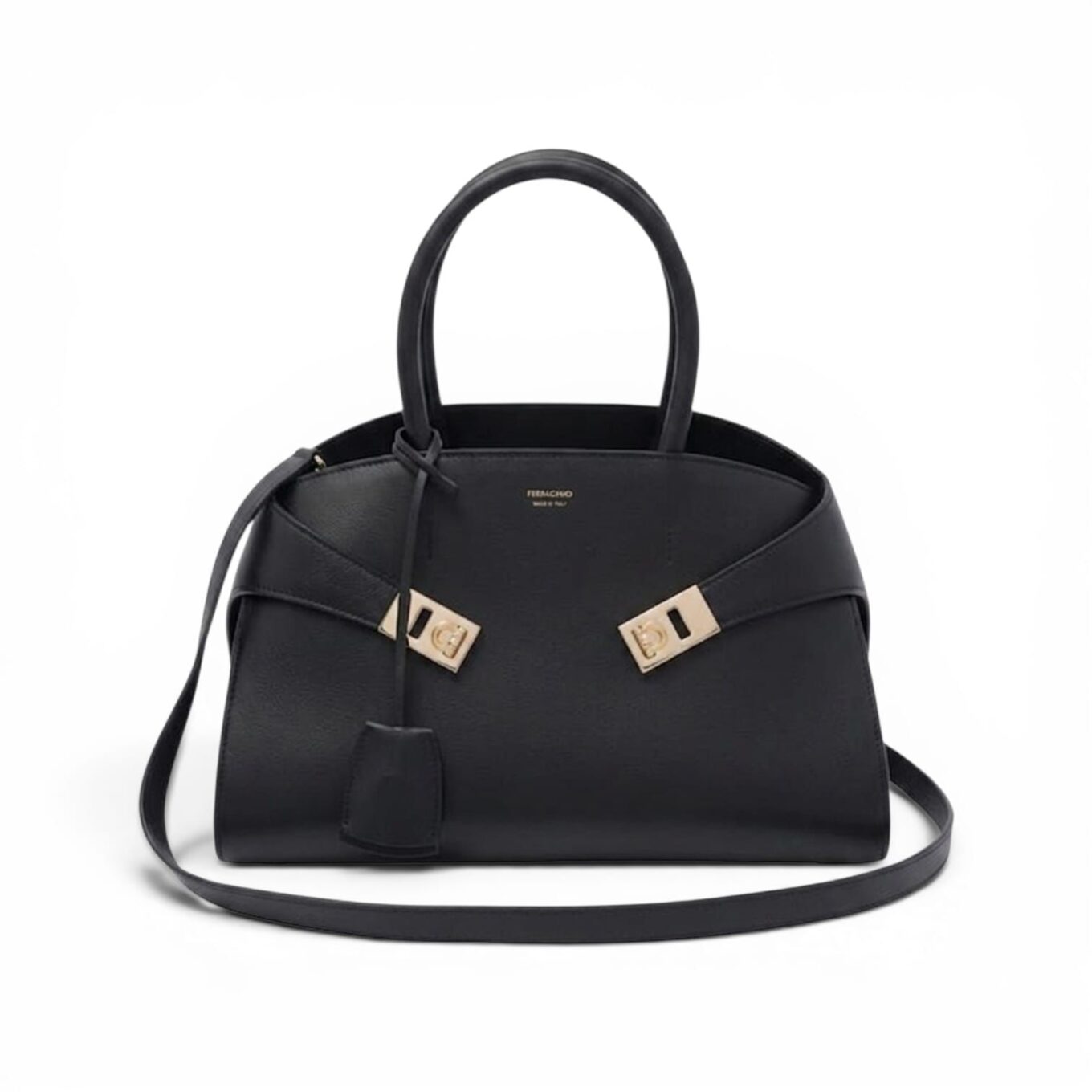 Salvatore Ferragamo Black Hug Satchel Handbag (With box)
