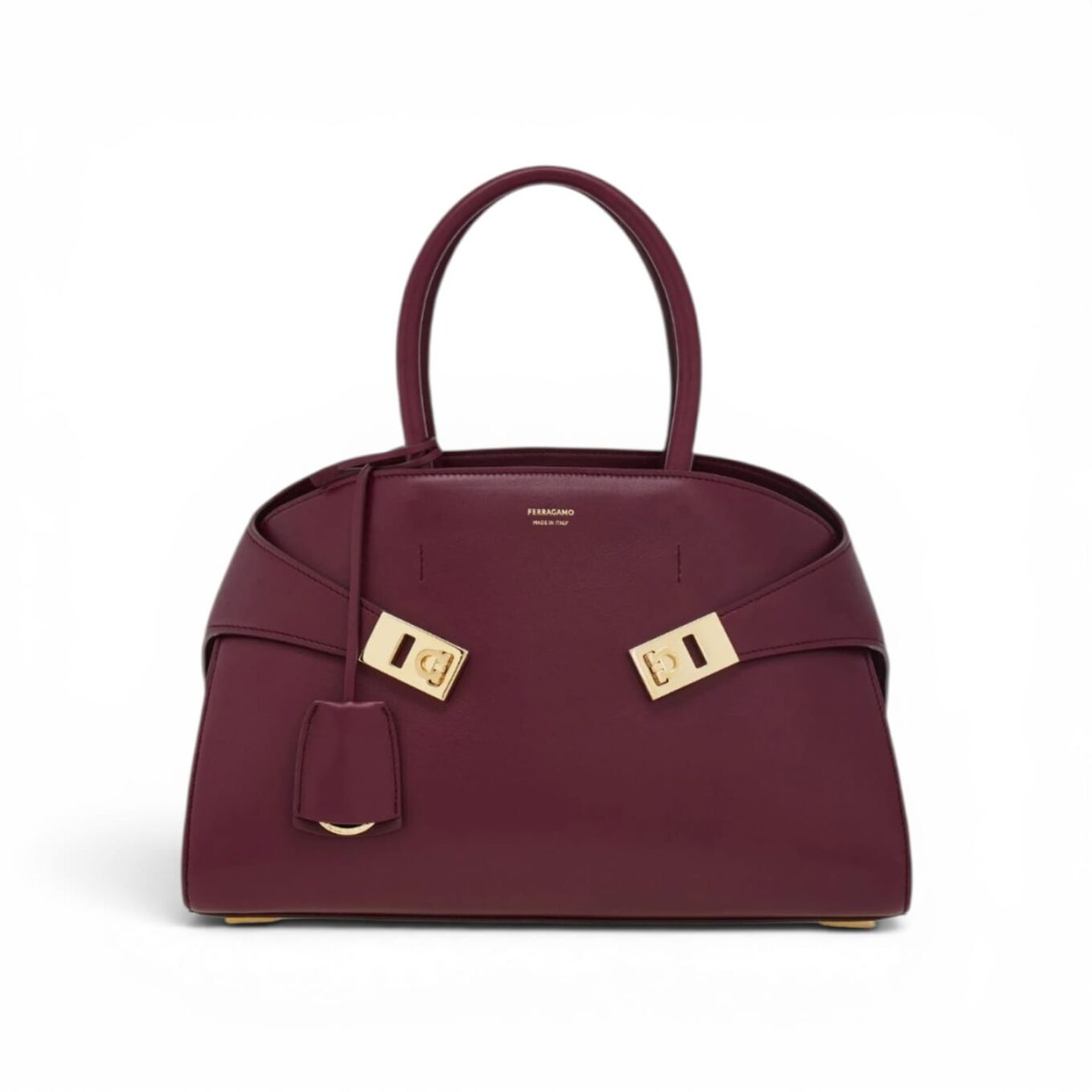 Salvatore Ferragamo Wine Hug Satchel Handbag (With box)