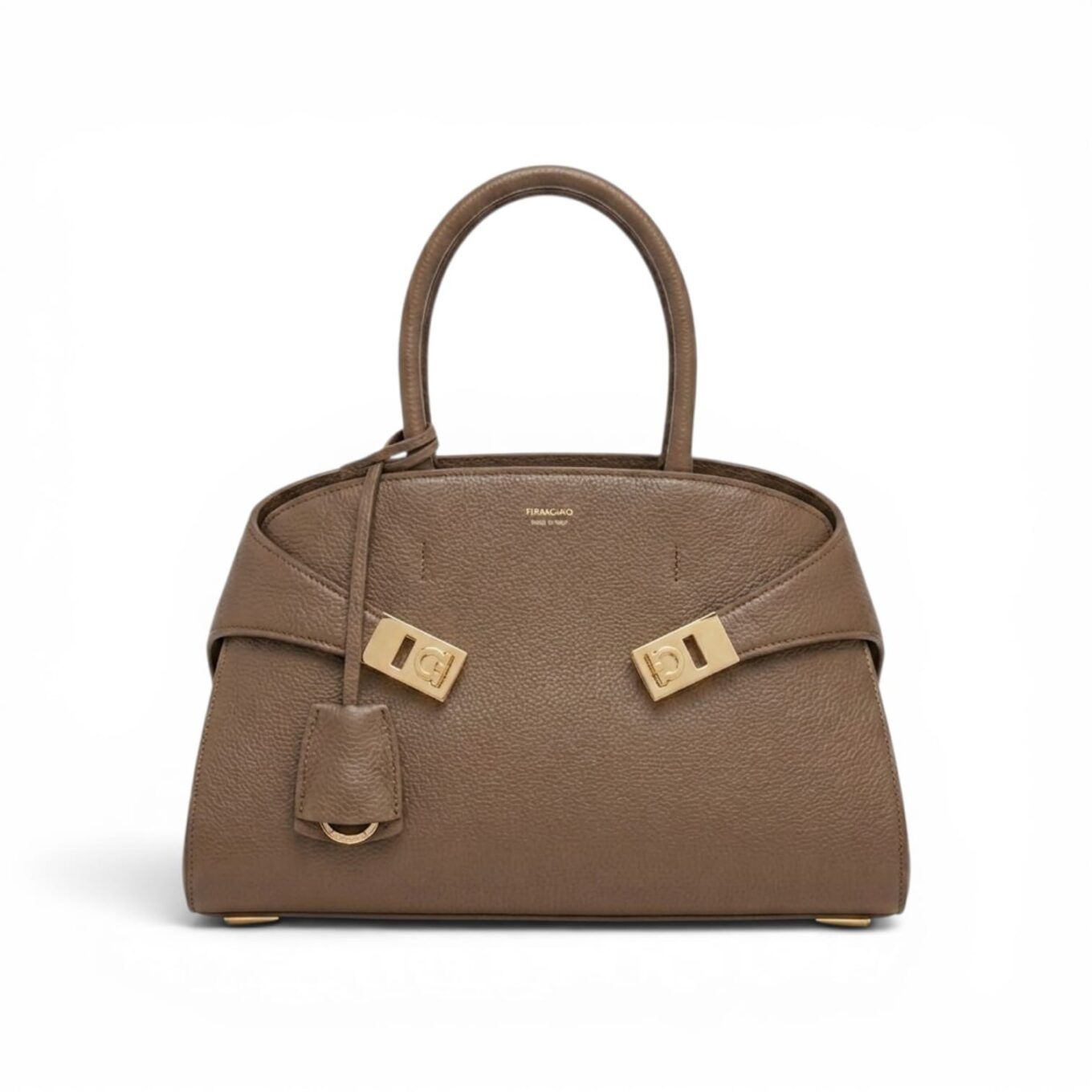 Salvatore Ferragamo Khaki Hug Satchel Handbag (With box)