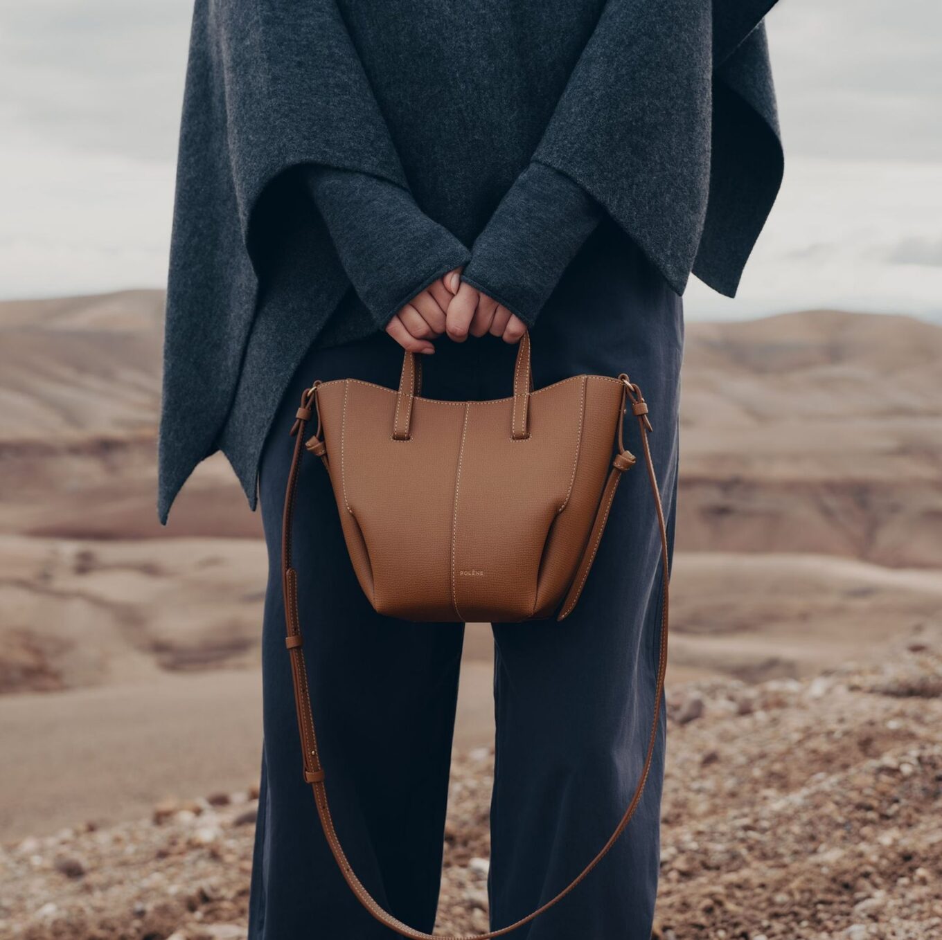 Polene Cyme Nano Camel Color Tote Bag
