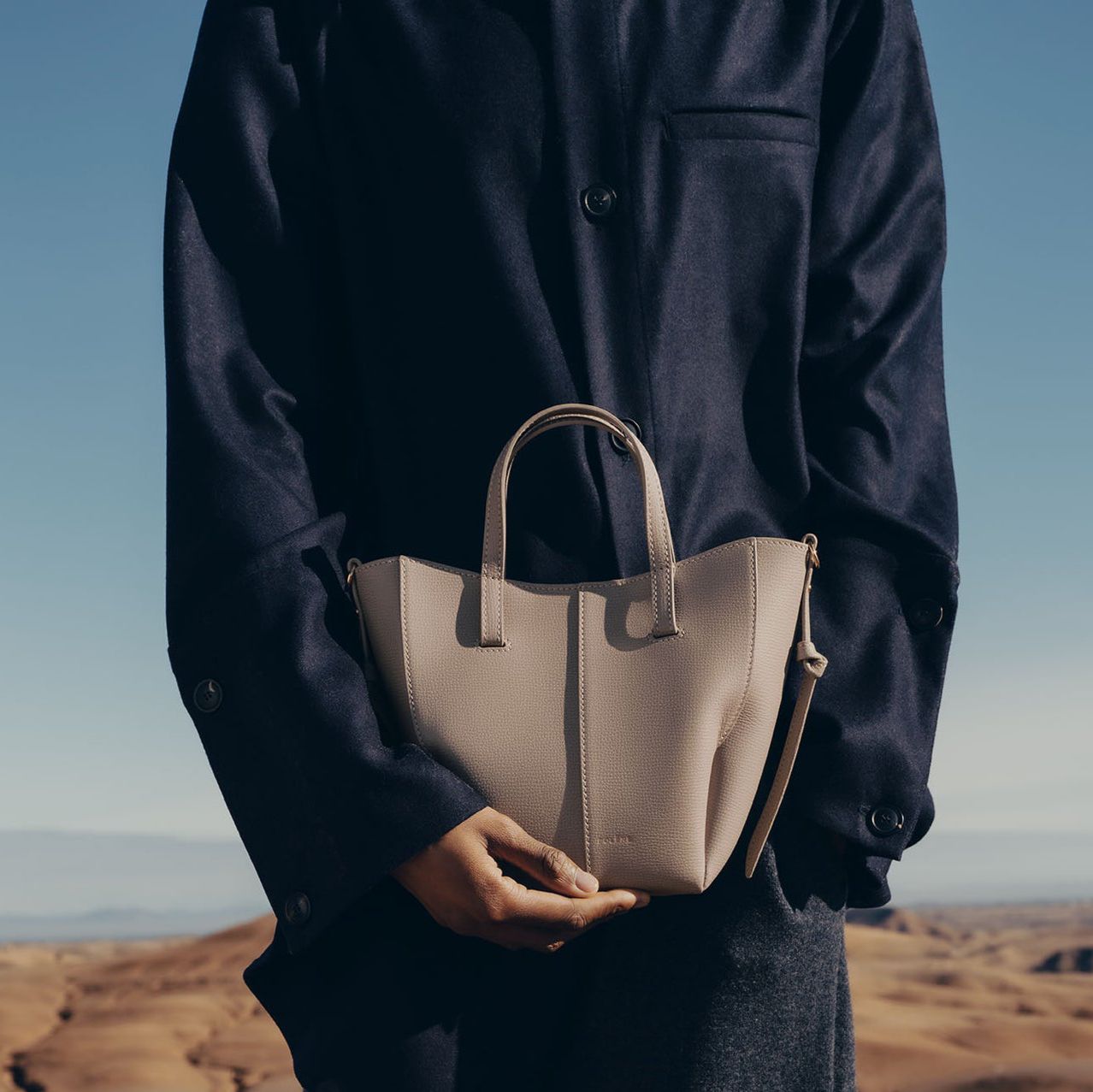 Polene Cyme Nano Taupe Color Tote Bag