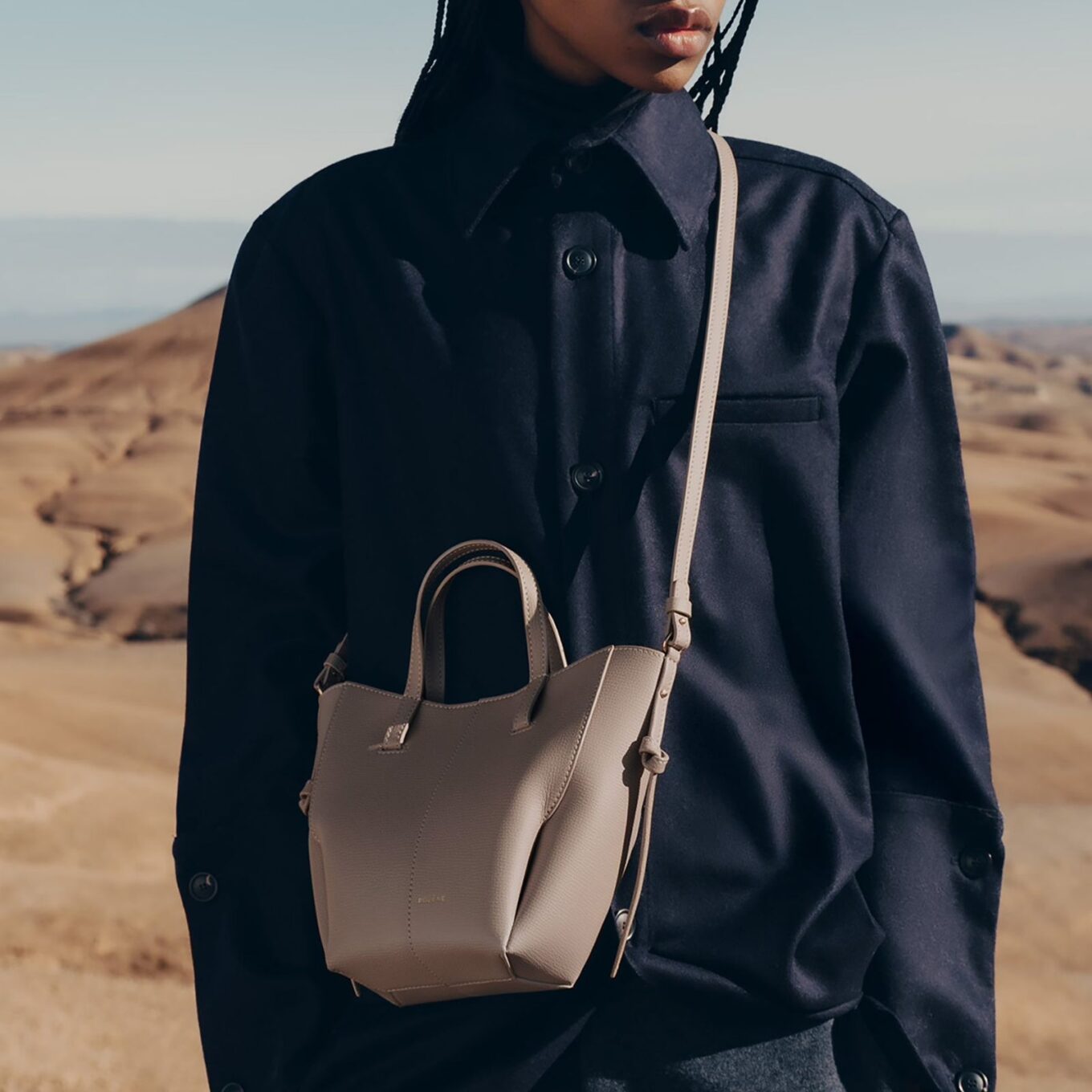 Polene Cyme Nano Taupe Color Tote Bag