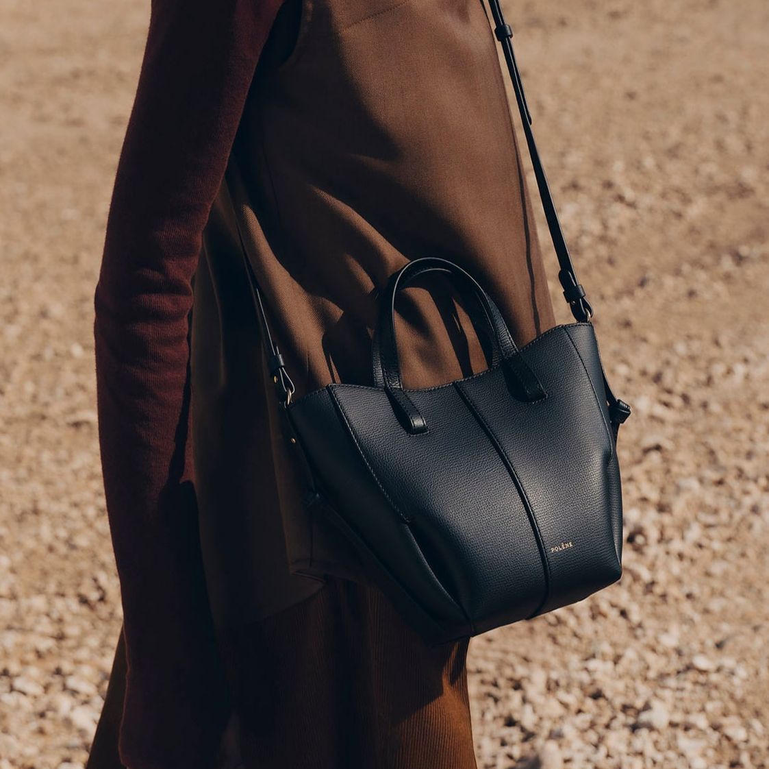 Polene Cyme Nano Black Color Tote Bag