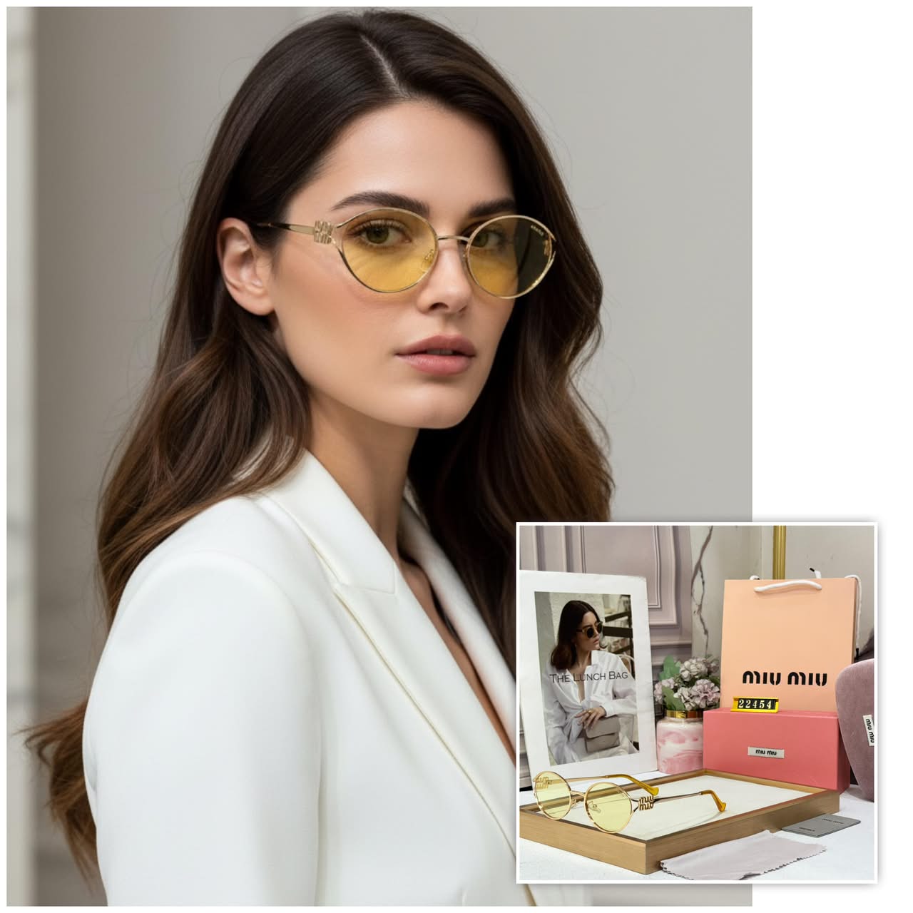 Miu Miu Oval Yellow Sunglass For Women