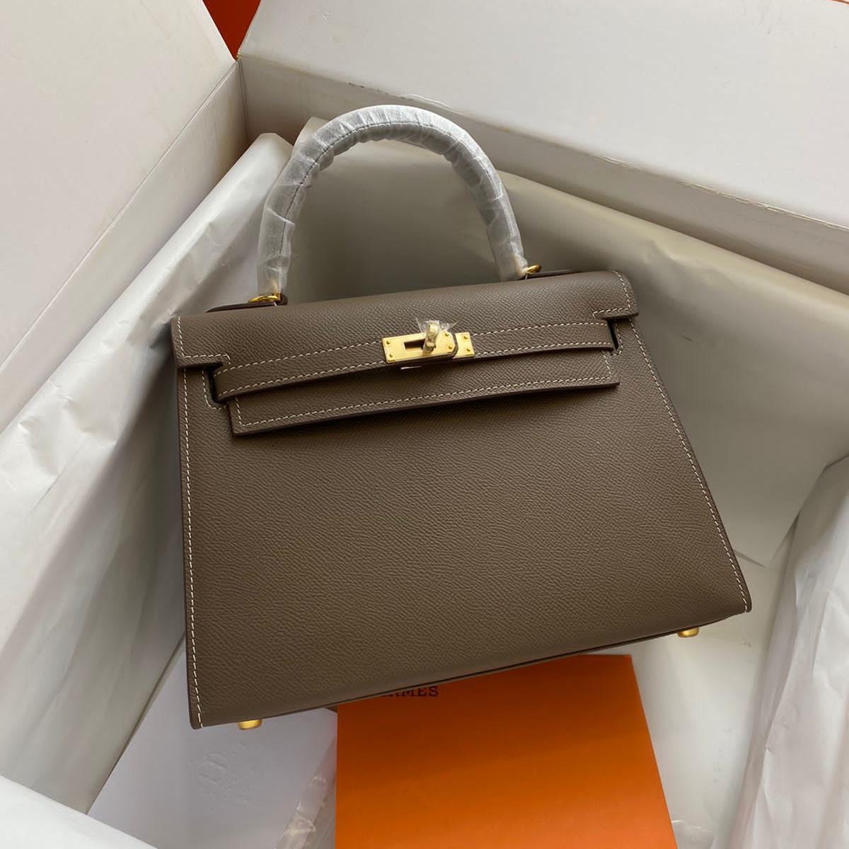 Hermes Kelly 28cm Gray Premium Handbag (With Double Box)
