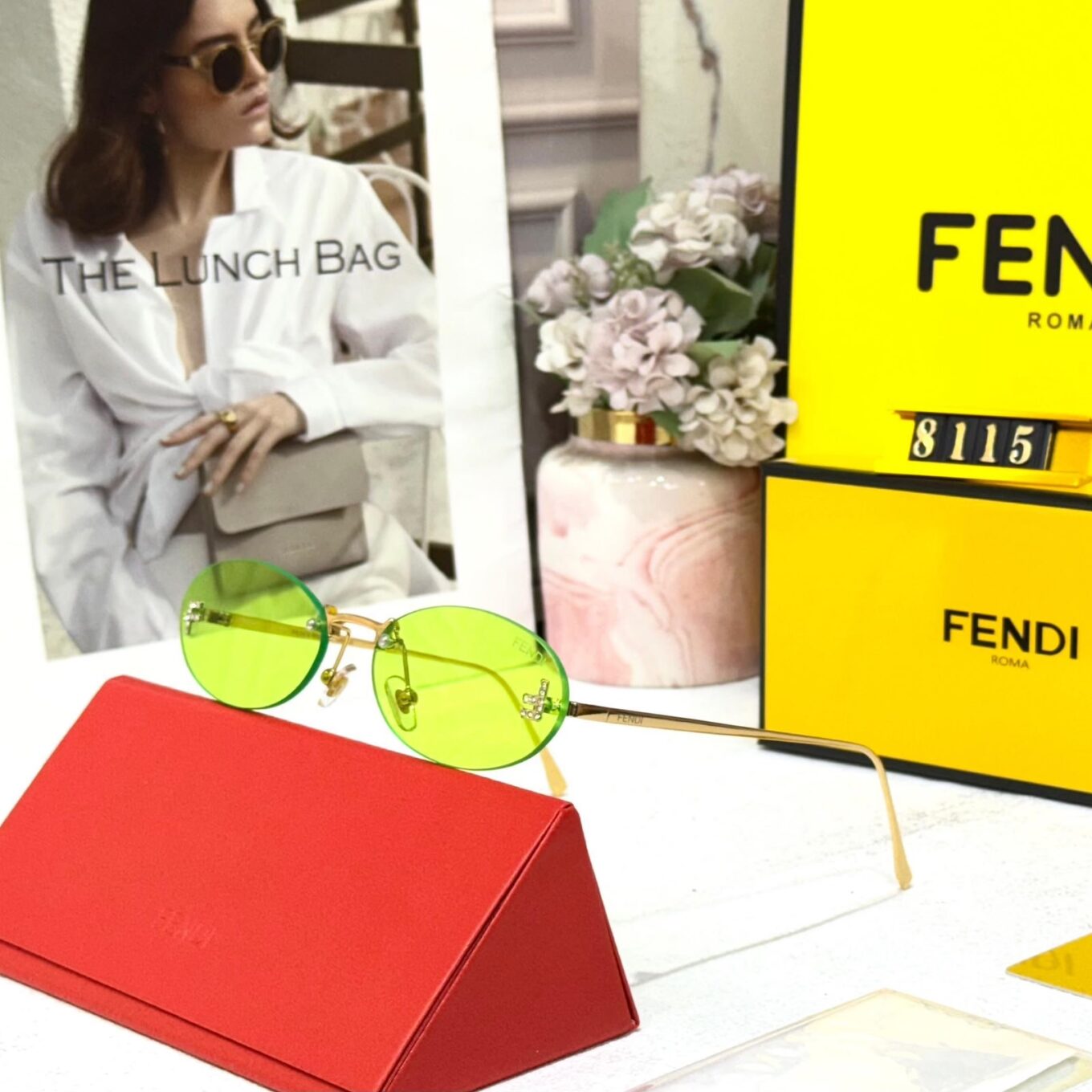 Fendi Crystal Oval Green UV Protected Women’s Sunglass